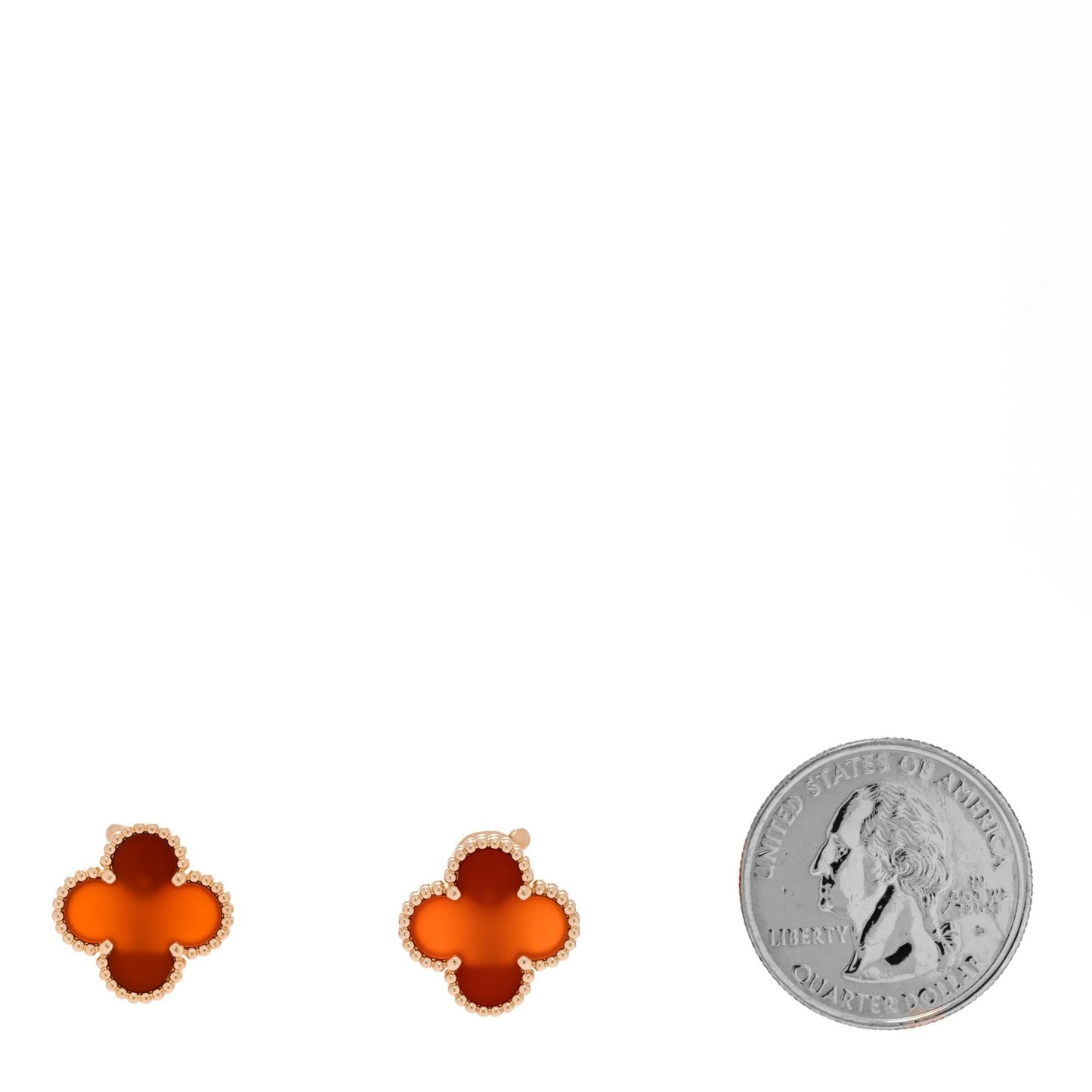 18K Yellow Gold Carnelian Vintage Alhambra Earrings