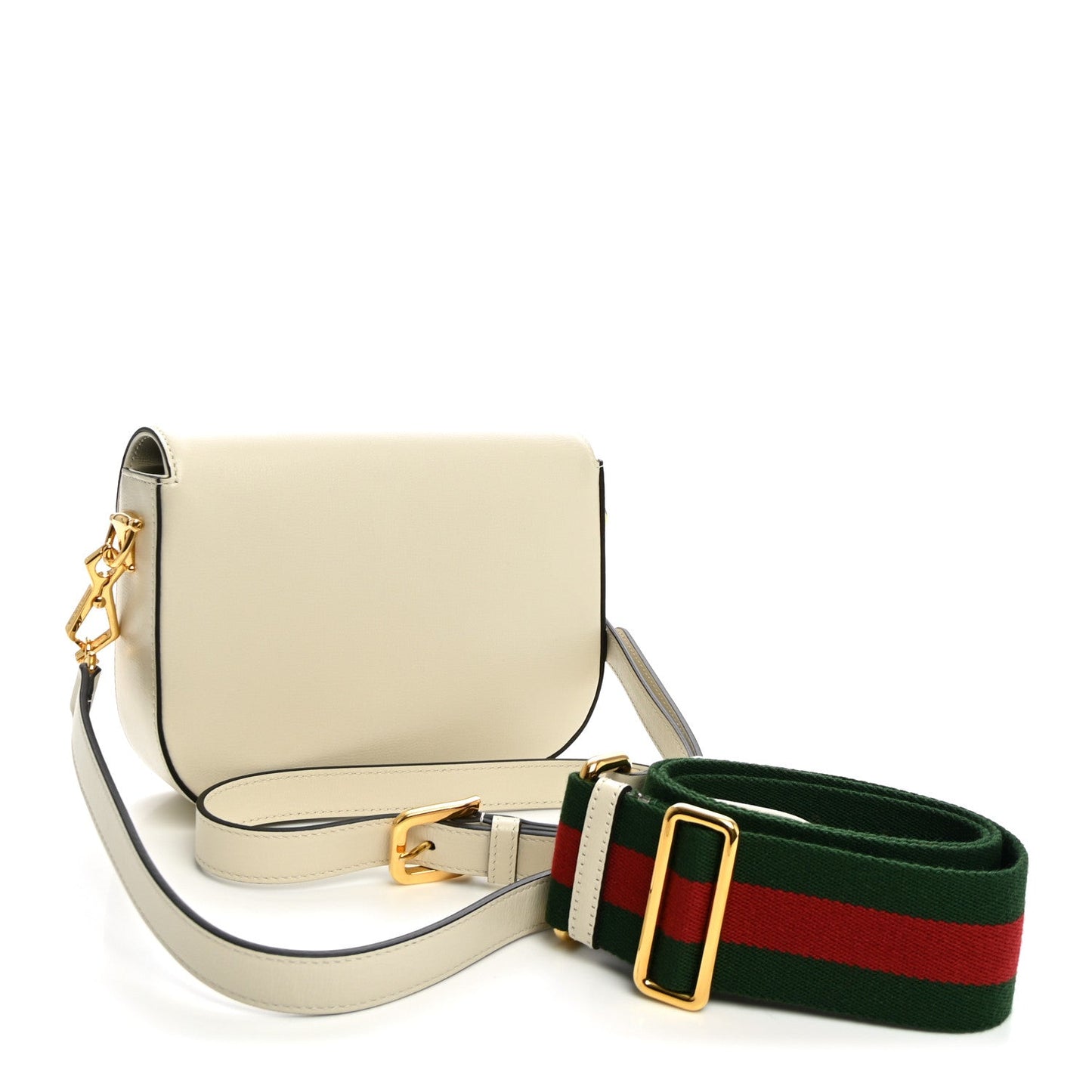Azalea Calfskin Web Mini Horsebit 1955 Shoulder Bag Mystic White