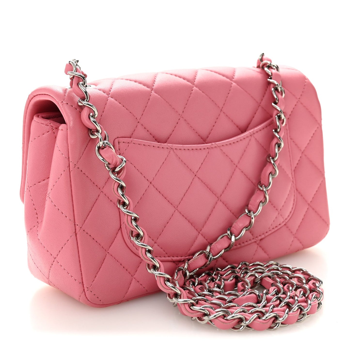 Lambskin Quilted Mini Rectangular Flap Pink