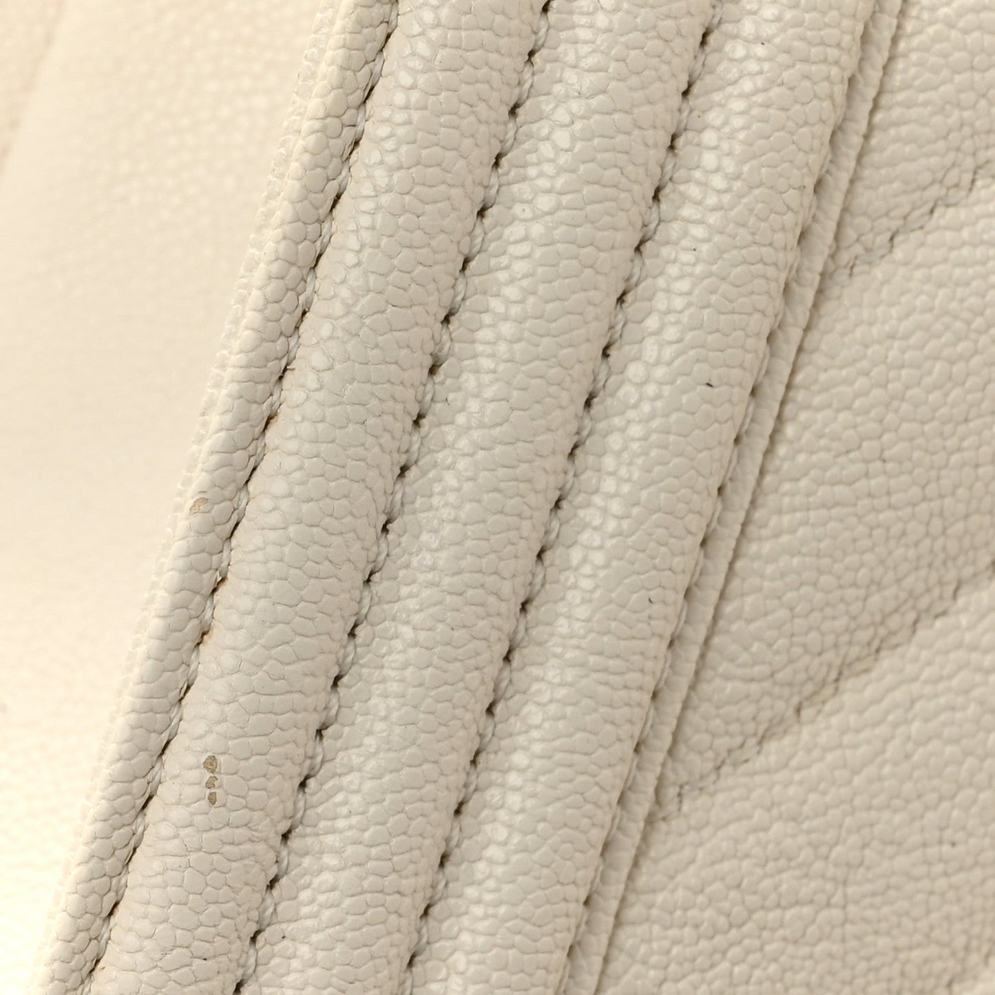 Caviar Chevron Quilted Small Boy Flap White