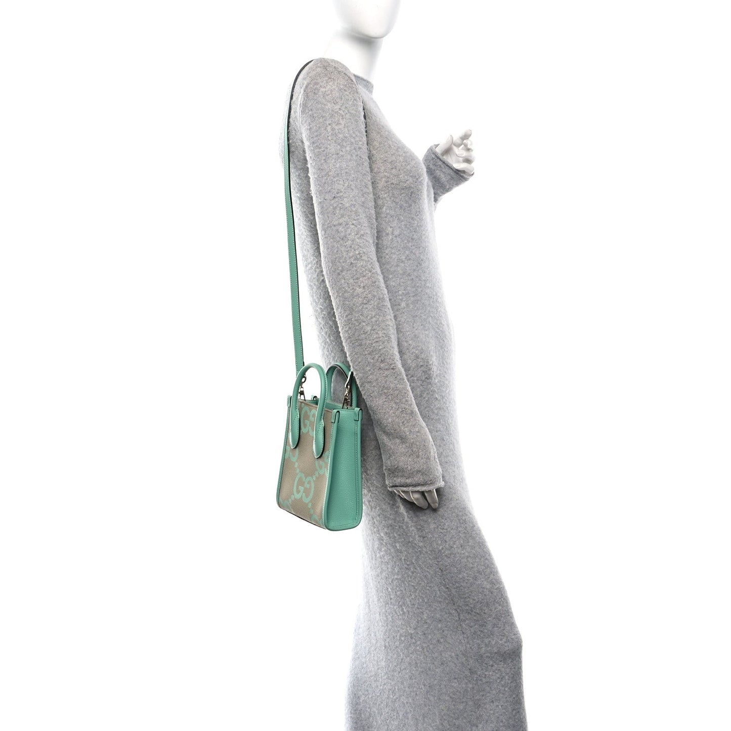 Monogram Jumbo GG Textured Dollar Calfskin Mini Tote Bag Pepperlight Mint