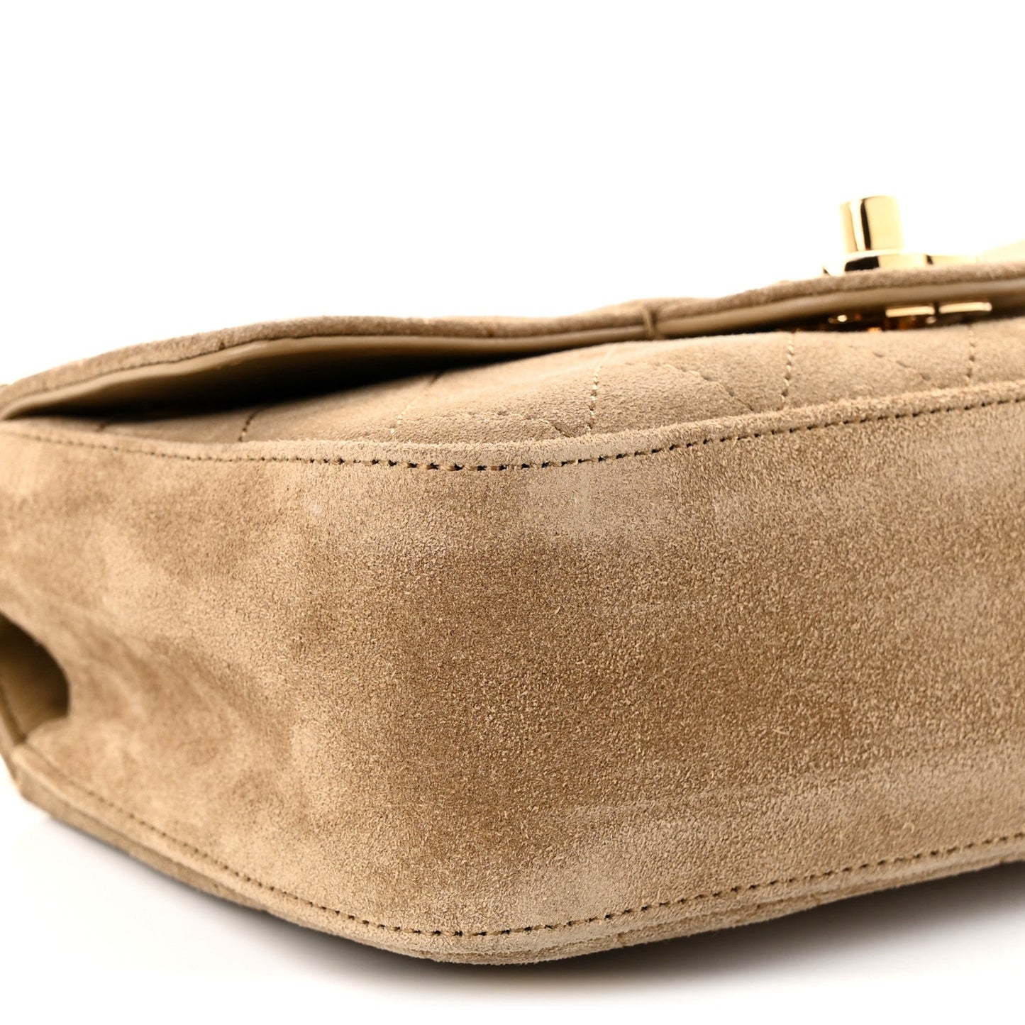 Suede Calfskin Mini Souplissimo Flap Dark Beige
