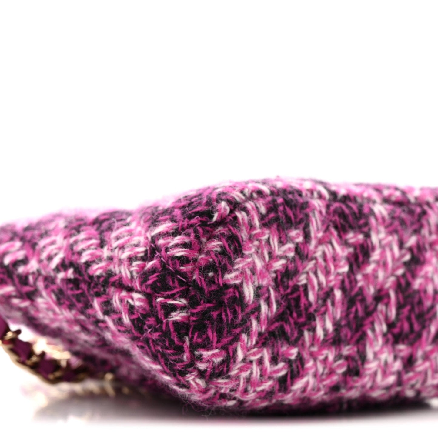 Tweed Quilted Mini Clutch With Chain Purple