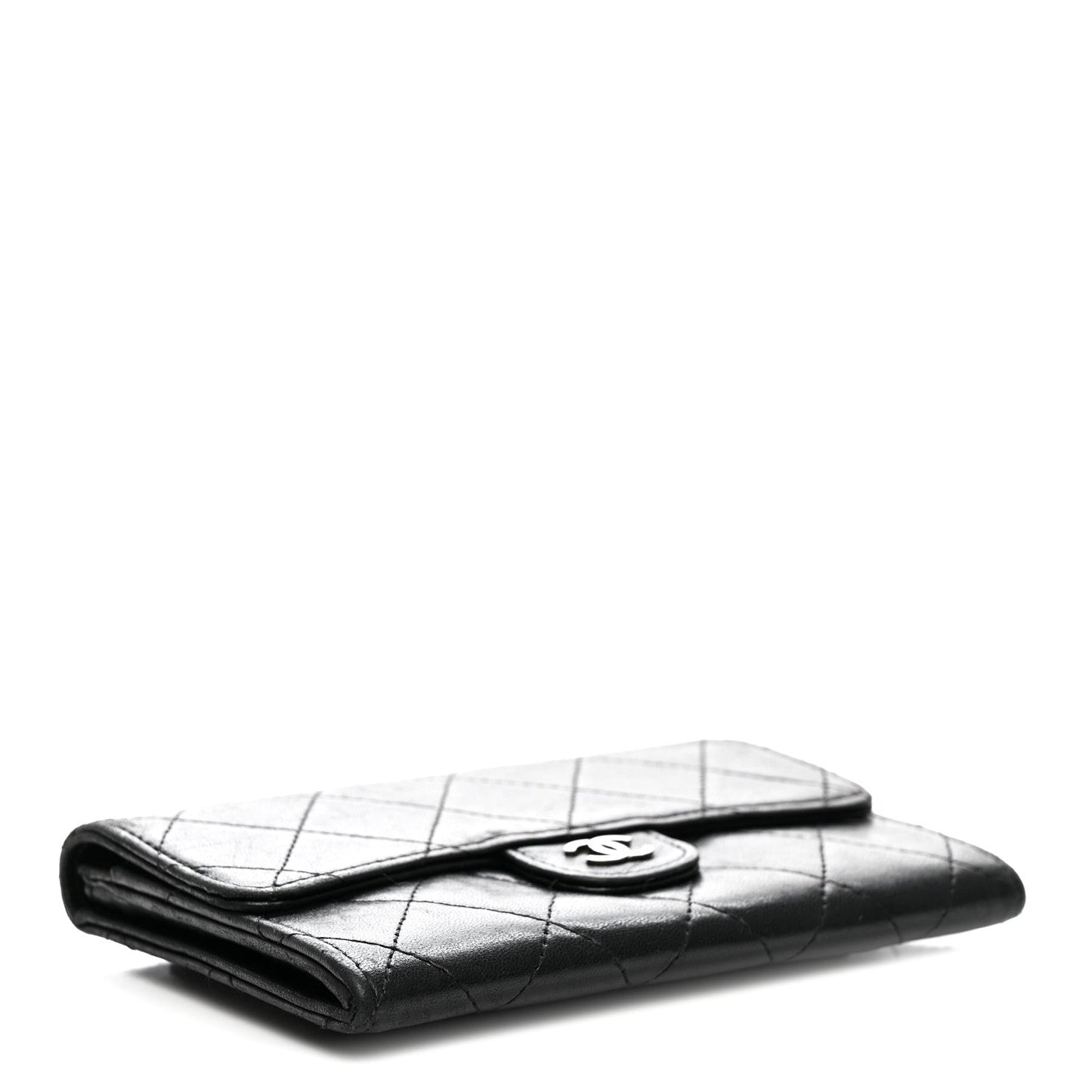 Lambskin Quilted Medium Flap Wallet Black