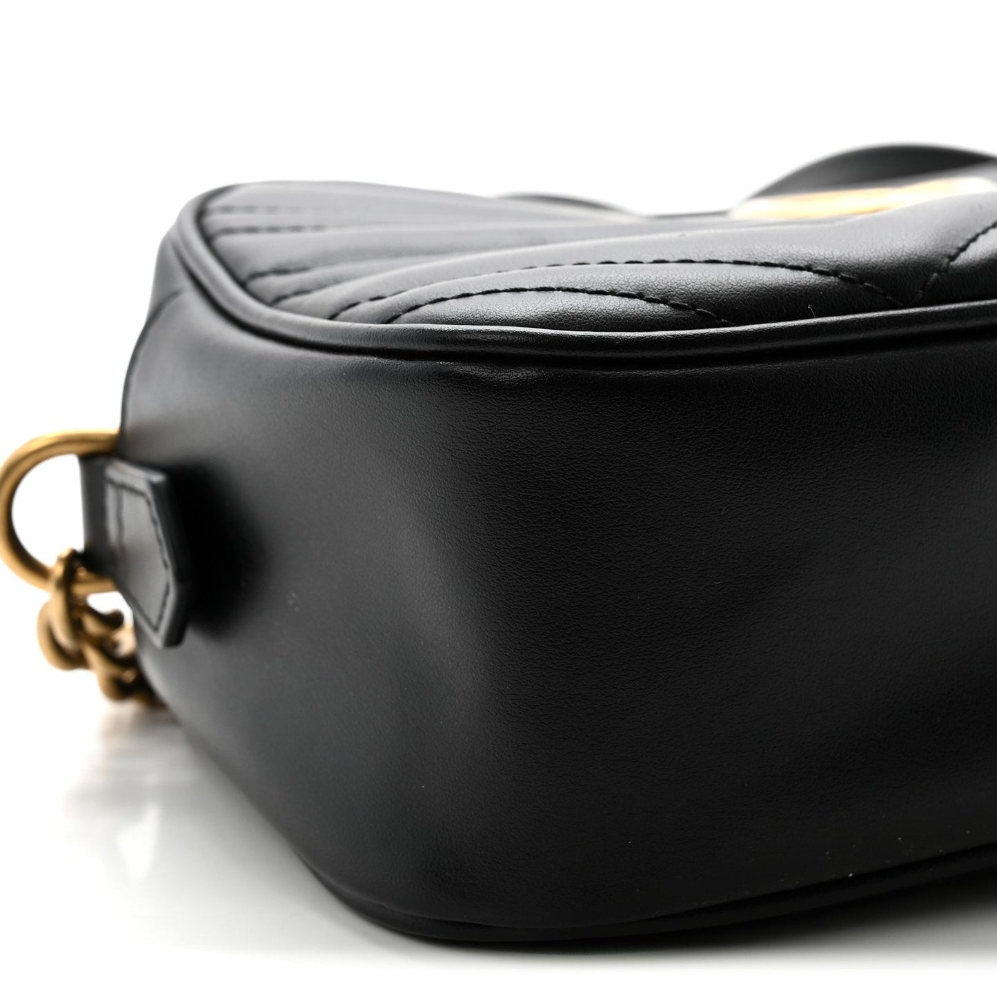 Calfskin Matelasse Small GG Marmont Chain Shoulder Bag Black