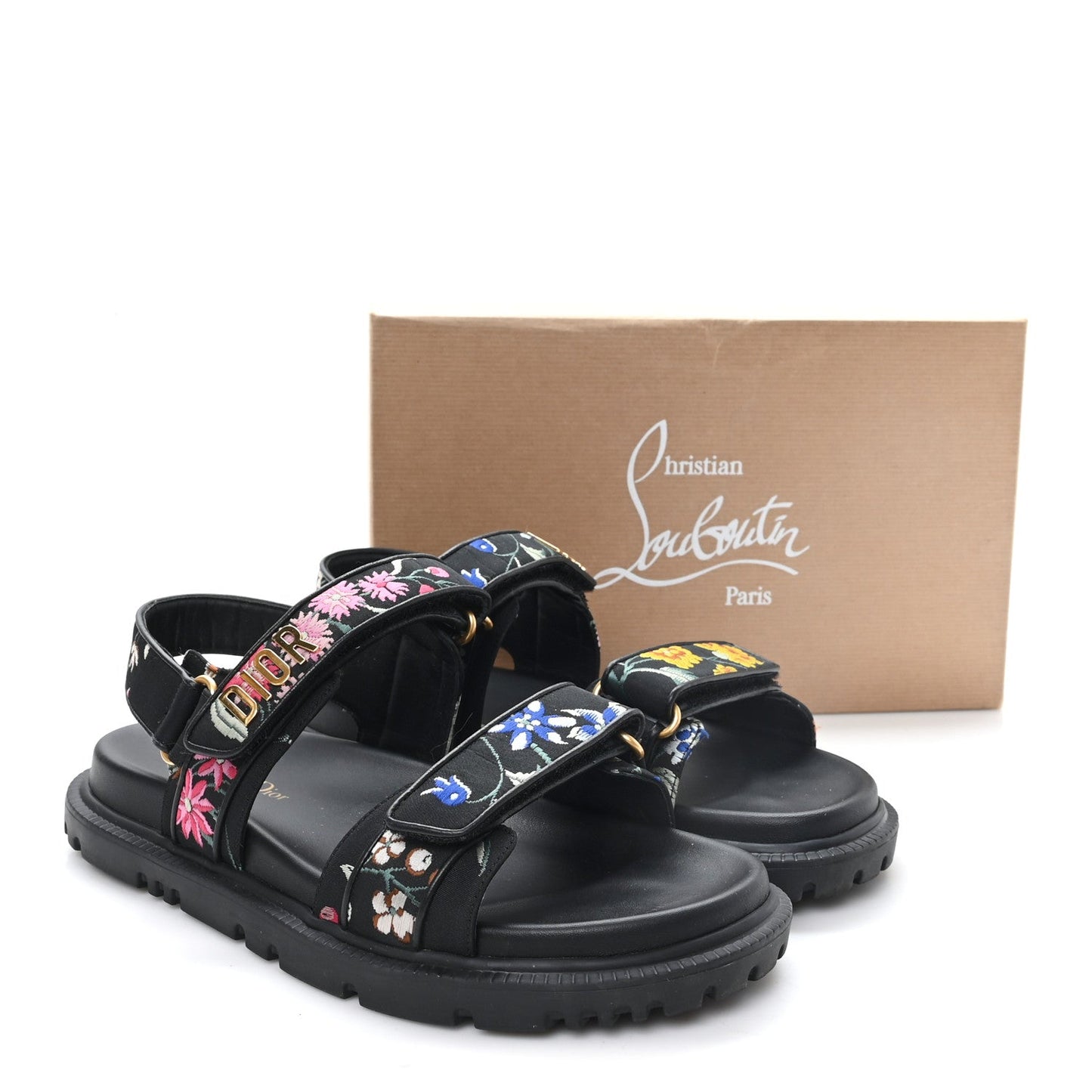 Technical Fabric Petites Fleurs Print Dioract Sandals 40 Black Multicolor