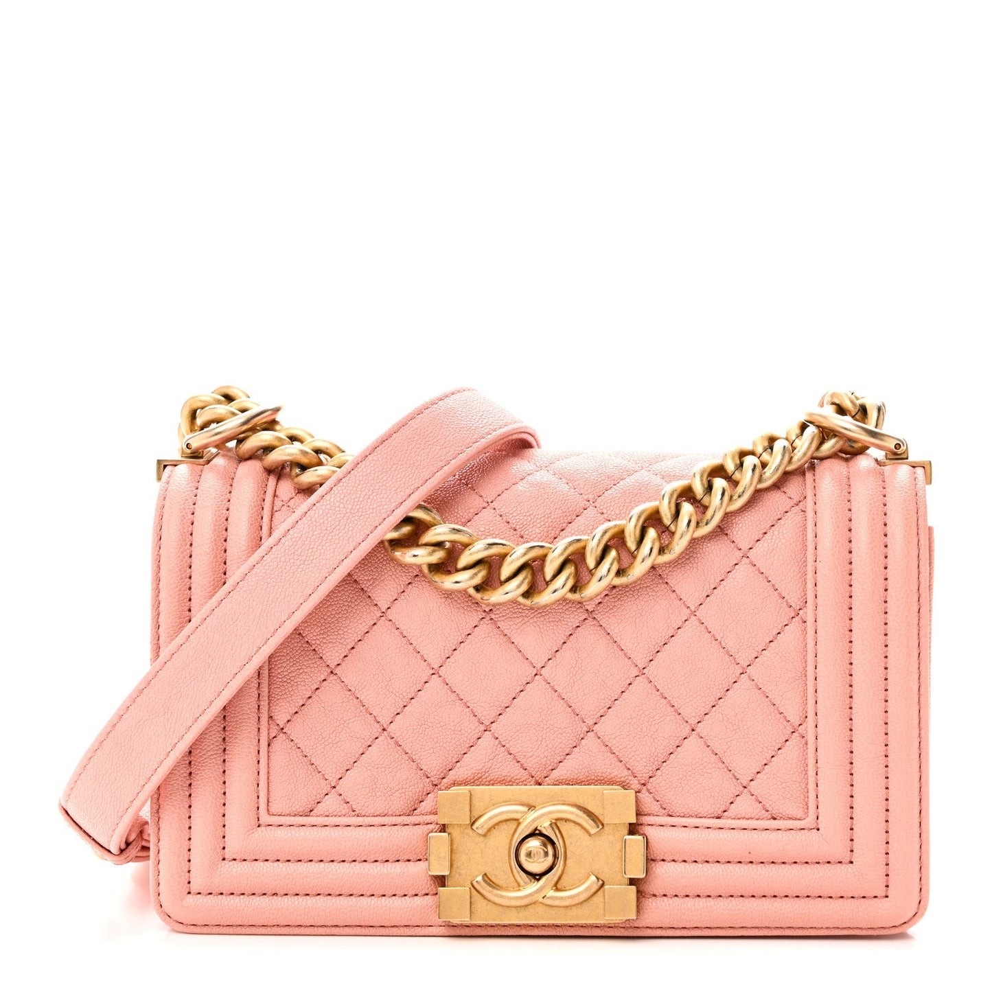 Caviar Quilted Small Boy Flap Pink