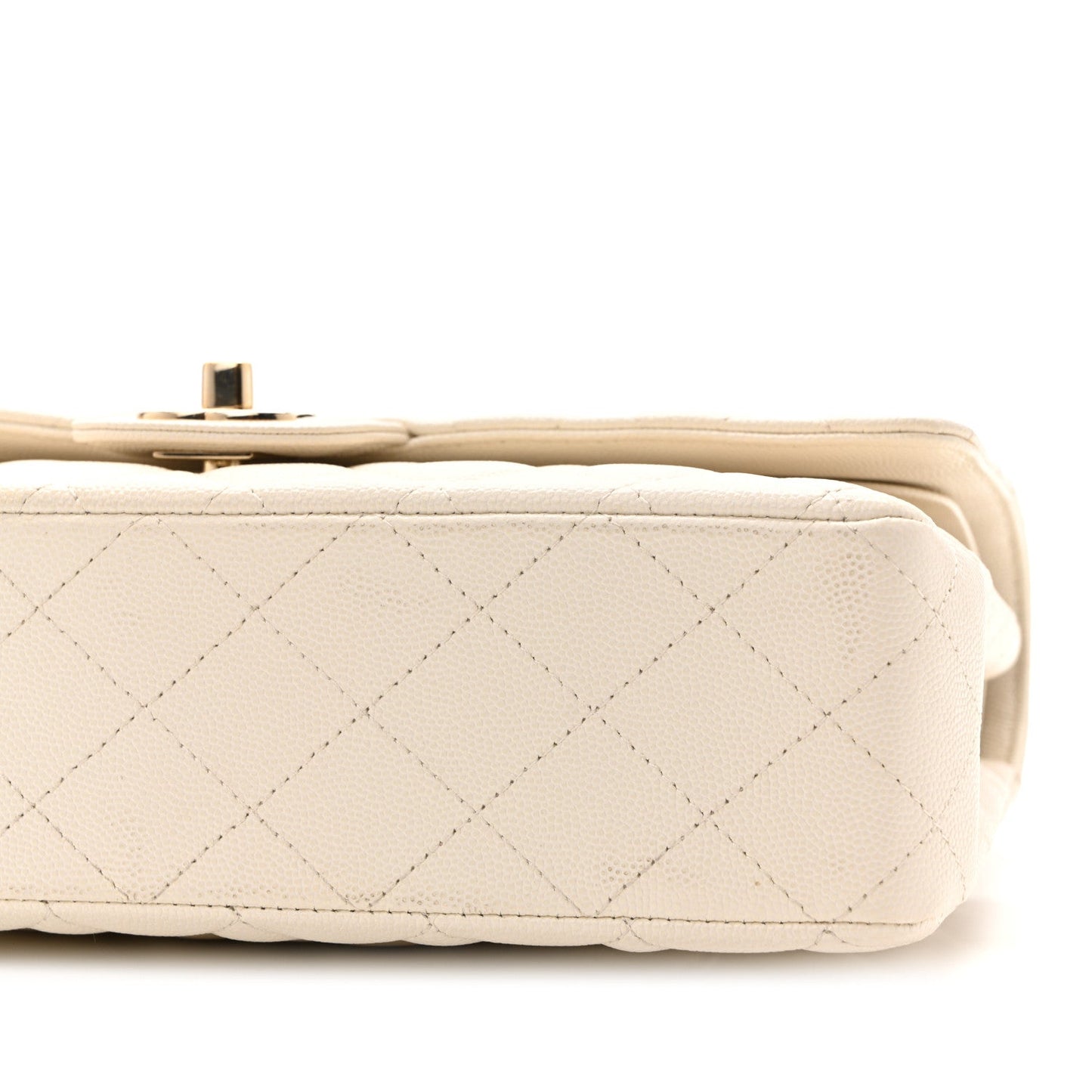 Caviar Quilted Medium Double Flap White
