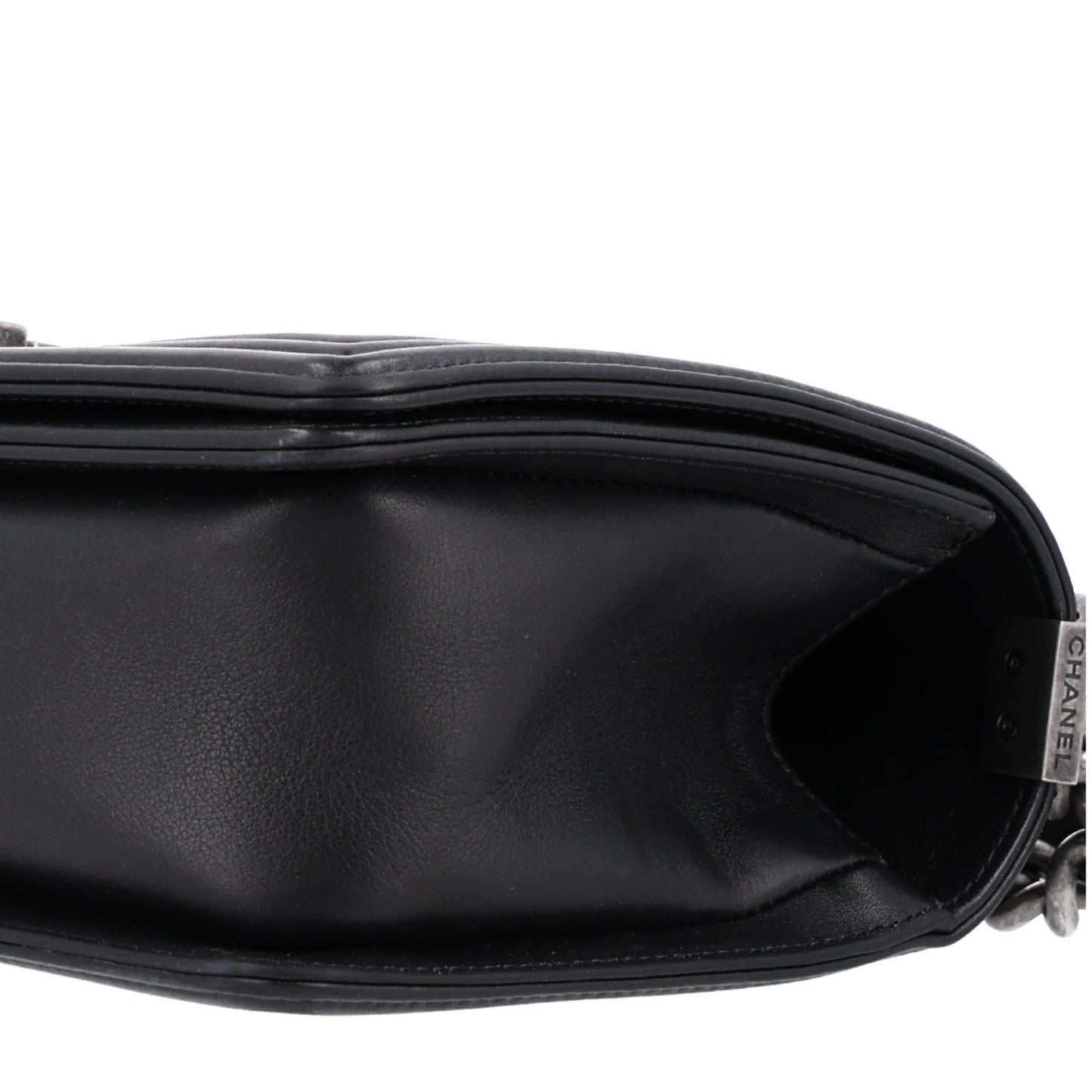 Lambskin Chevron Quilted Medium Boy Flap Black