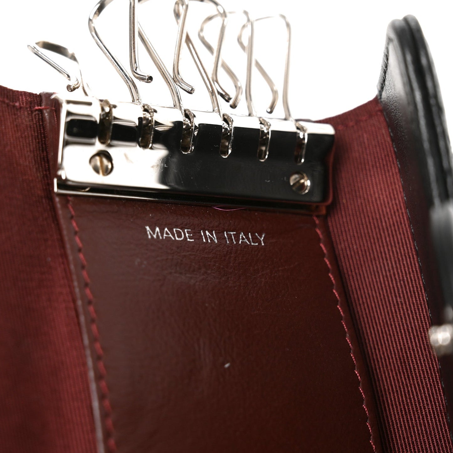 Lambskin Quilted 6 Key Holder Black