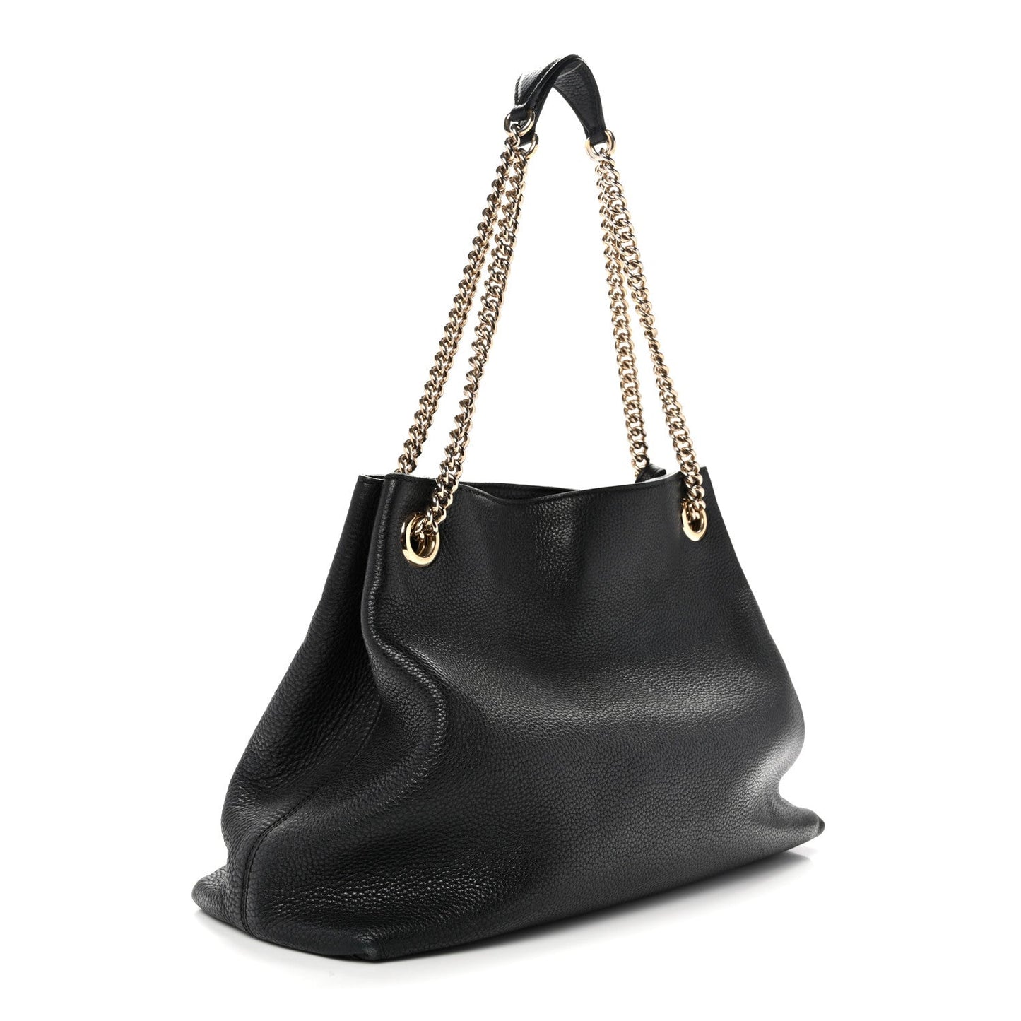 Pebbled Calfskin Medium Soho Chain Shoulder Bag Black