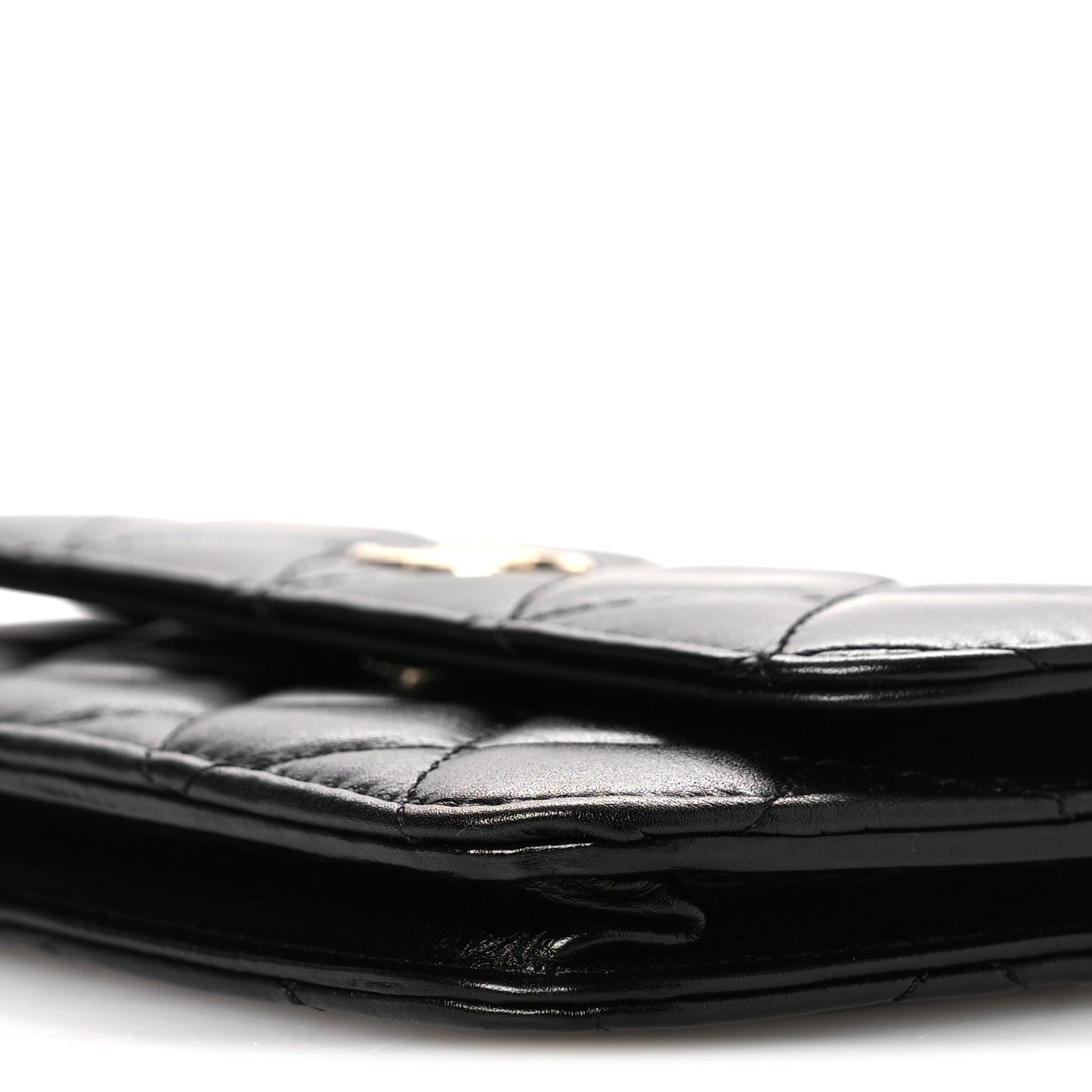 Calfskin Quilted Mini Maxi Pearls Wallet On Chain WOC Black