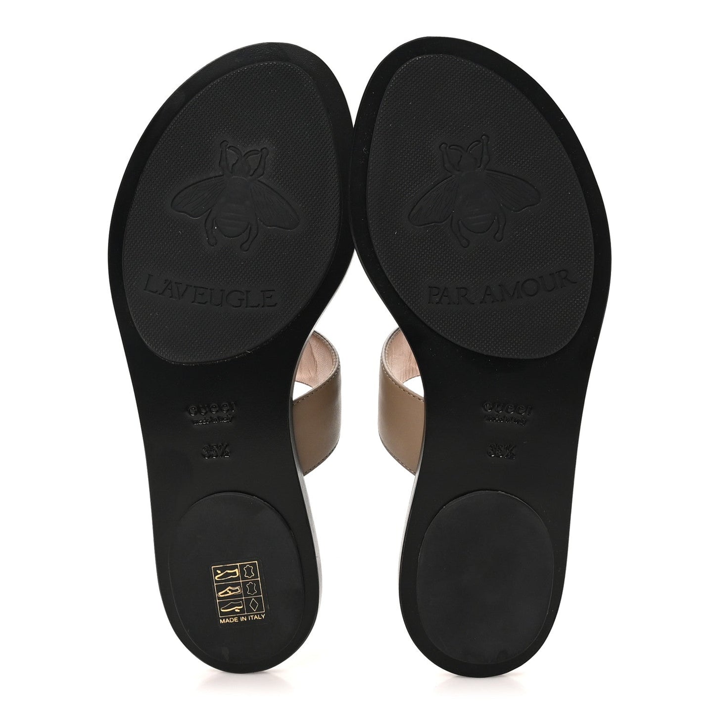 Calfskin GG Marmont Thong Sandals 35 Mud 35.5 Mud