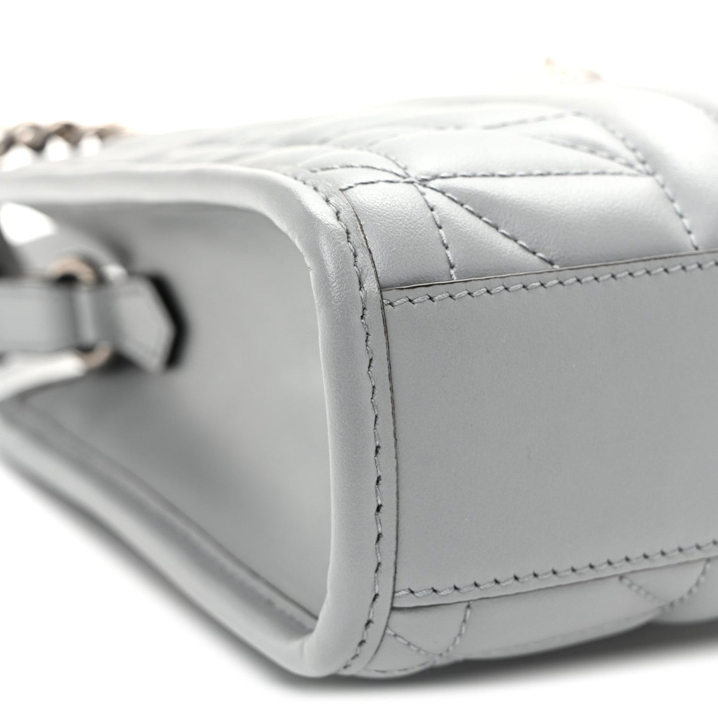 Calfskin Matelasse Chevron Mini GG Marmont Tote Grey