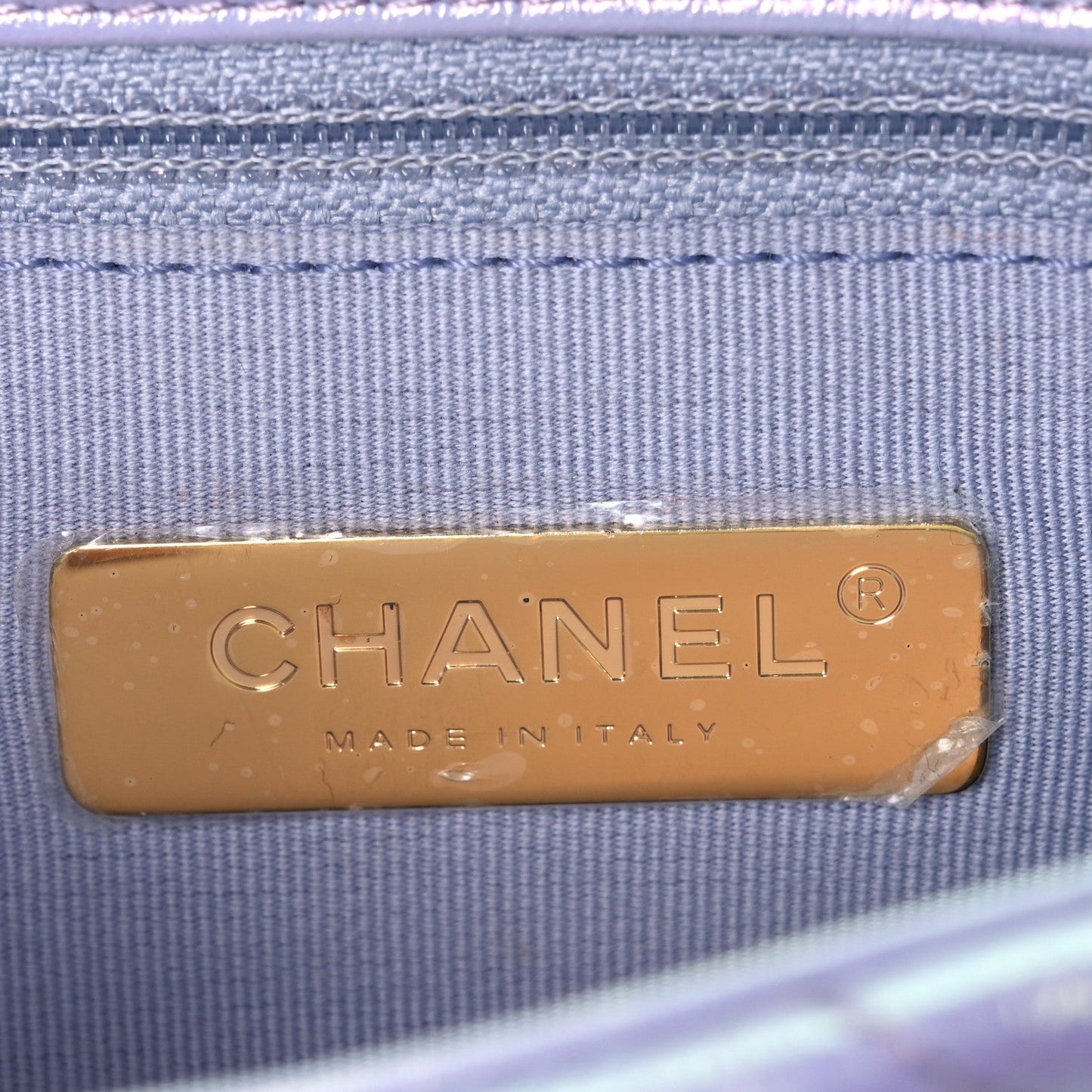 Iridescent Calfskin Quilted Medium Chanel 19 Flap Light Purple Blue