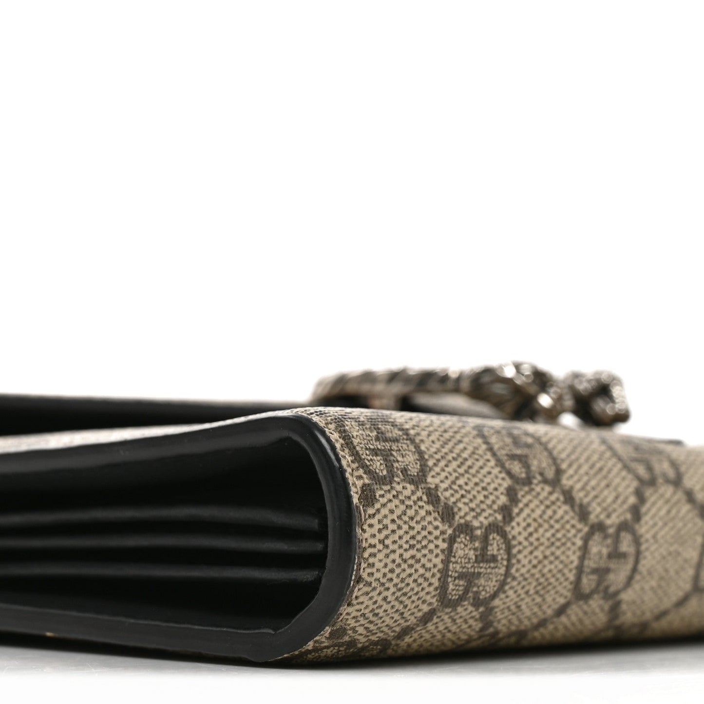 GG Supreme Monogram Mini Dionysus Chain Wallet Beige Black Beige Black