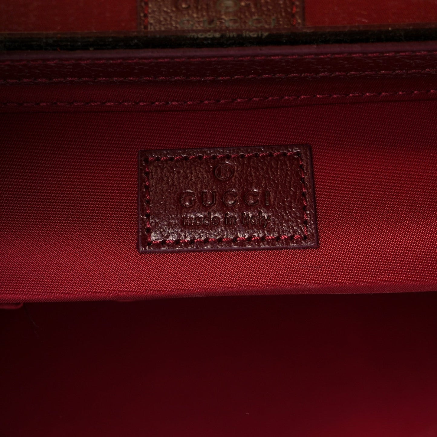 GG Supreme Monogram Ancora Calfskin Vanity Cosmetic Case Beige Ebony Rosso