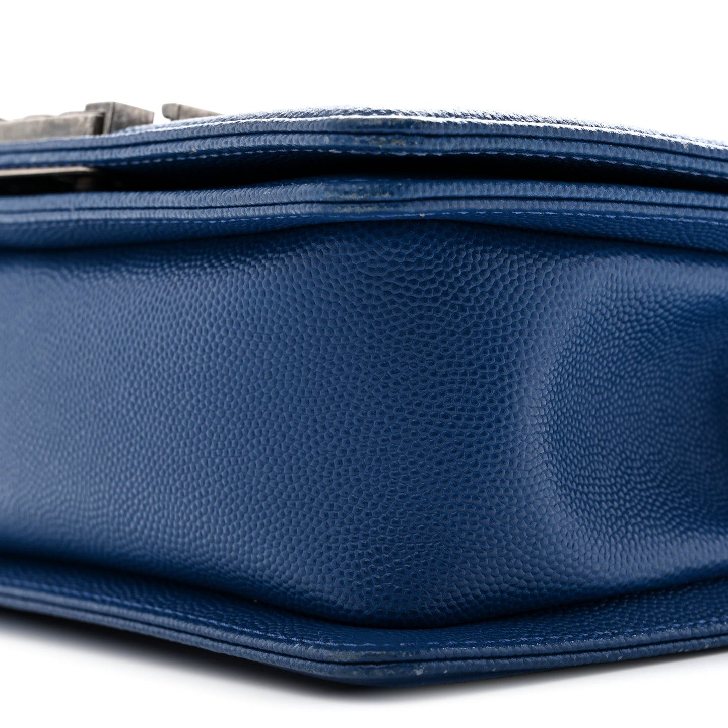 Caviar Quilted Small Boy Flap Dark Blue