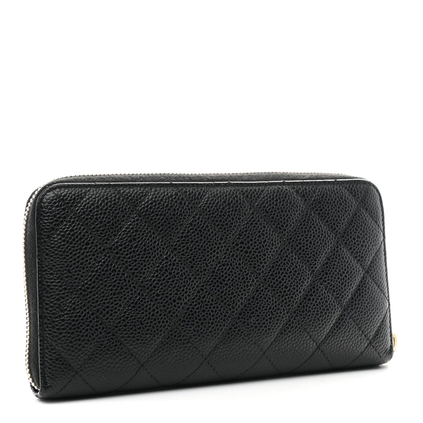 Caviar Quilted Large Gusset Zip Around Wallet Black