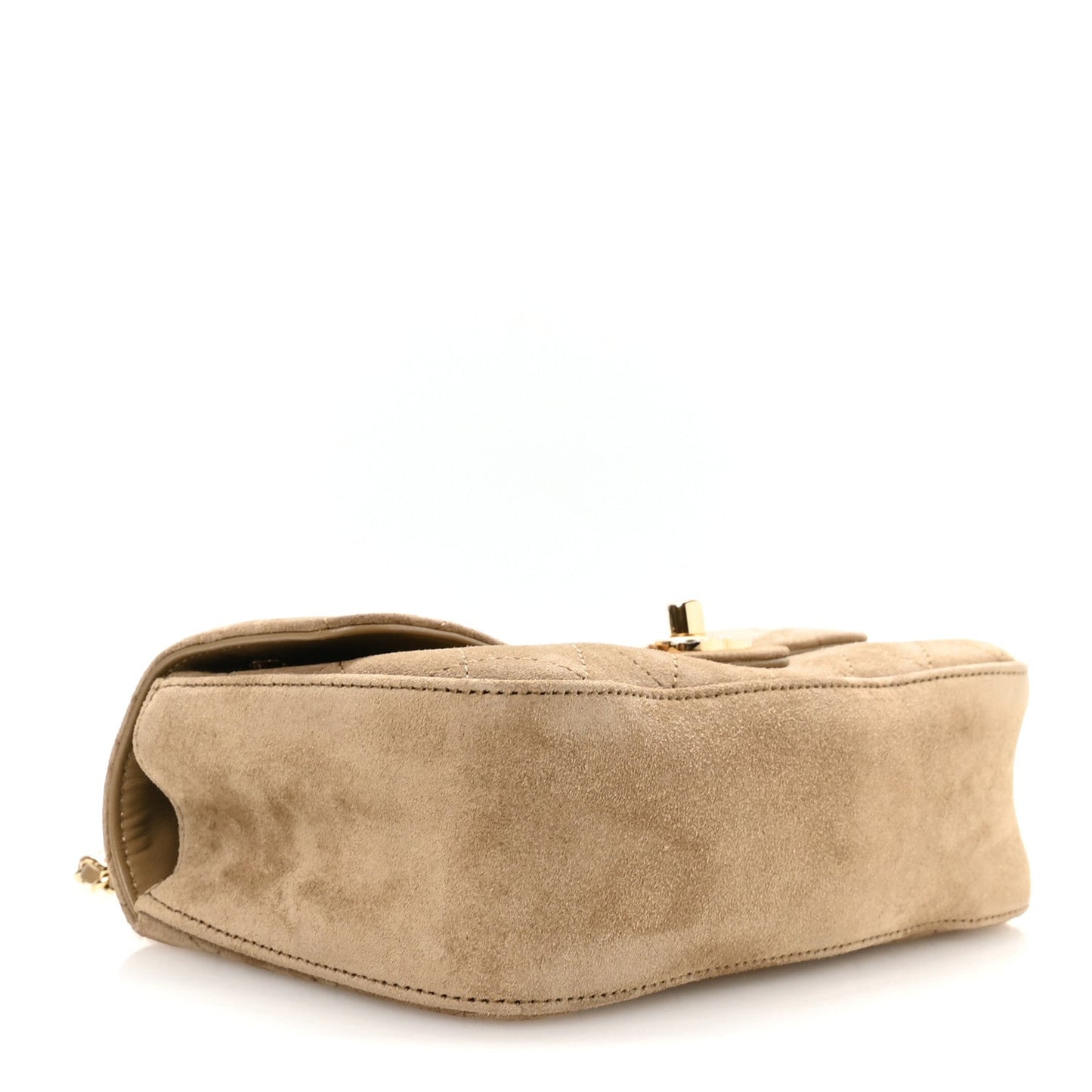 Suede Calfskin Mini Souplissimo Flap Dark Beige