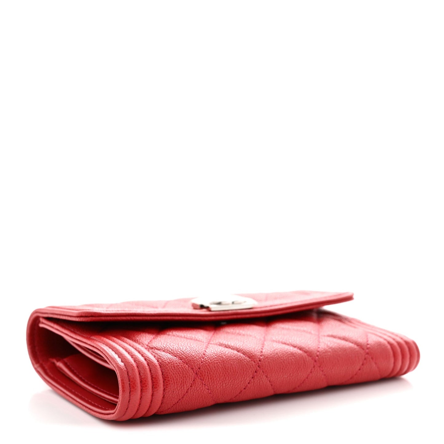Caviar Quilted Medium Boy Flap Wallet Red
