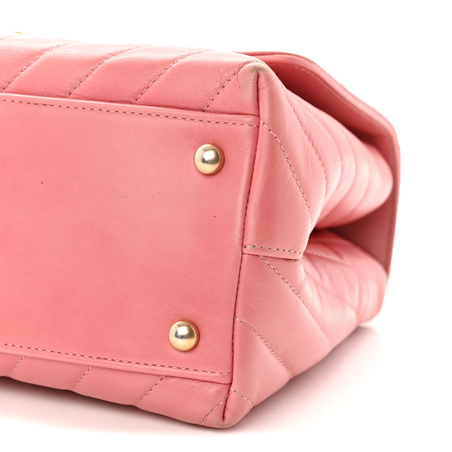 Calfskin Lizard Chevron Quilted Small Coco Handle Flap Pink