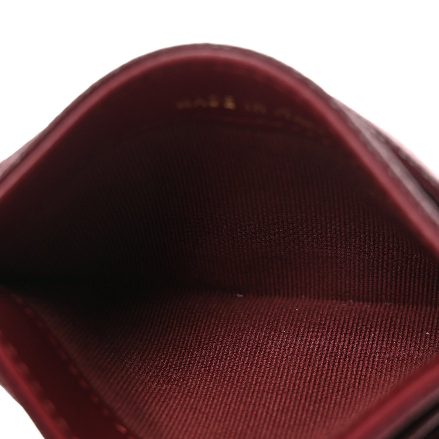 Shiny Caviar Chevron Quilted Card Holder Dark Burgundy