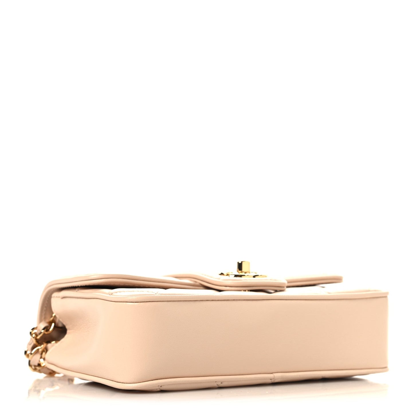 Lambskin Quilted Tab Mini Flap Beige