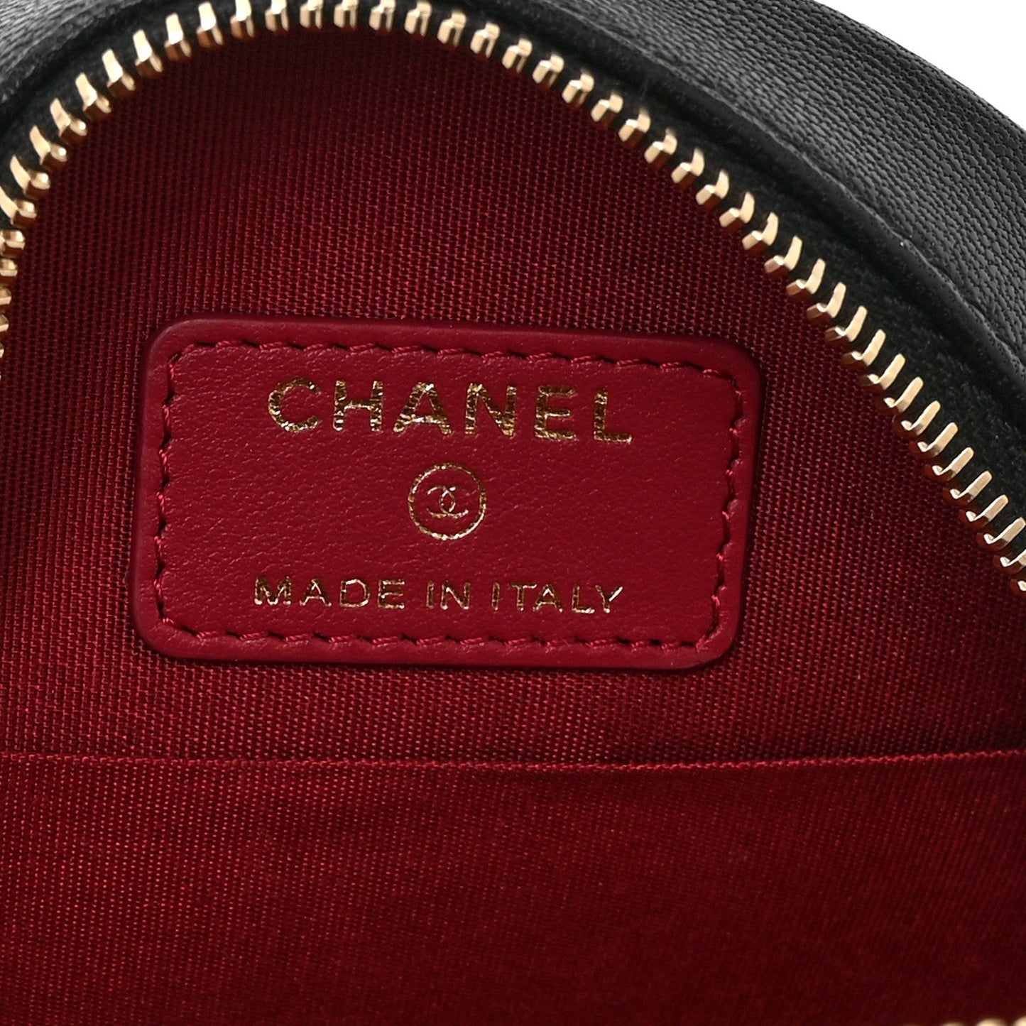 Shiny Goatskin Quilted Chanel 19 Round Clutch With Chain Black