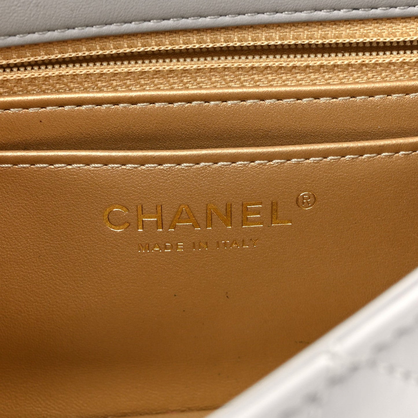 Lambskin Quilted Mini Rectangular Pearl Crush Flap Grey