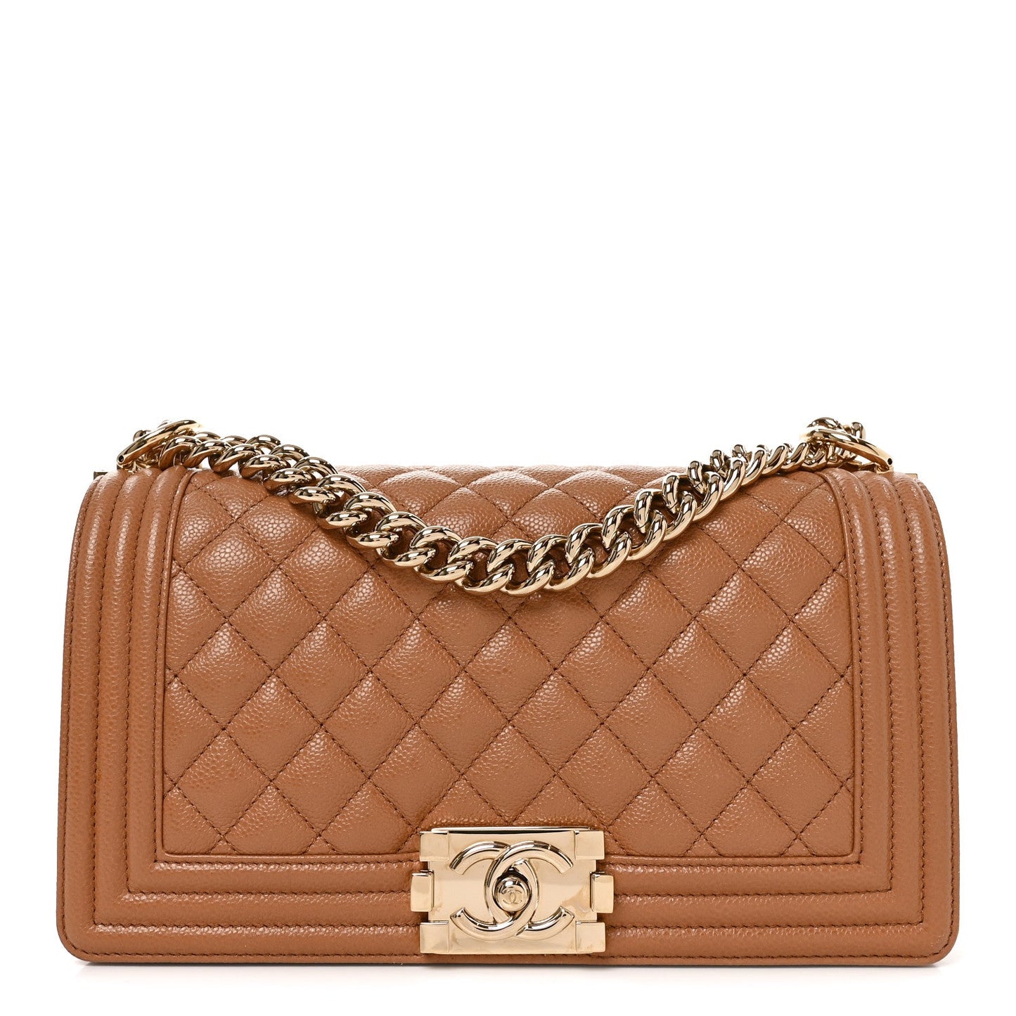 Caviar Quilted Medium Boy Flap Brown