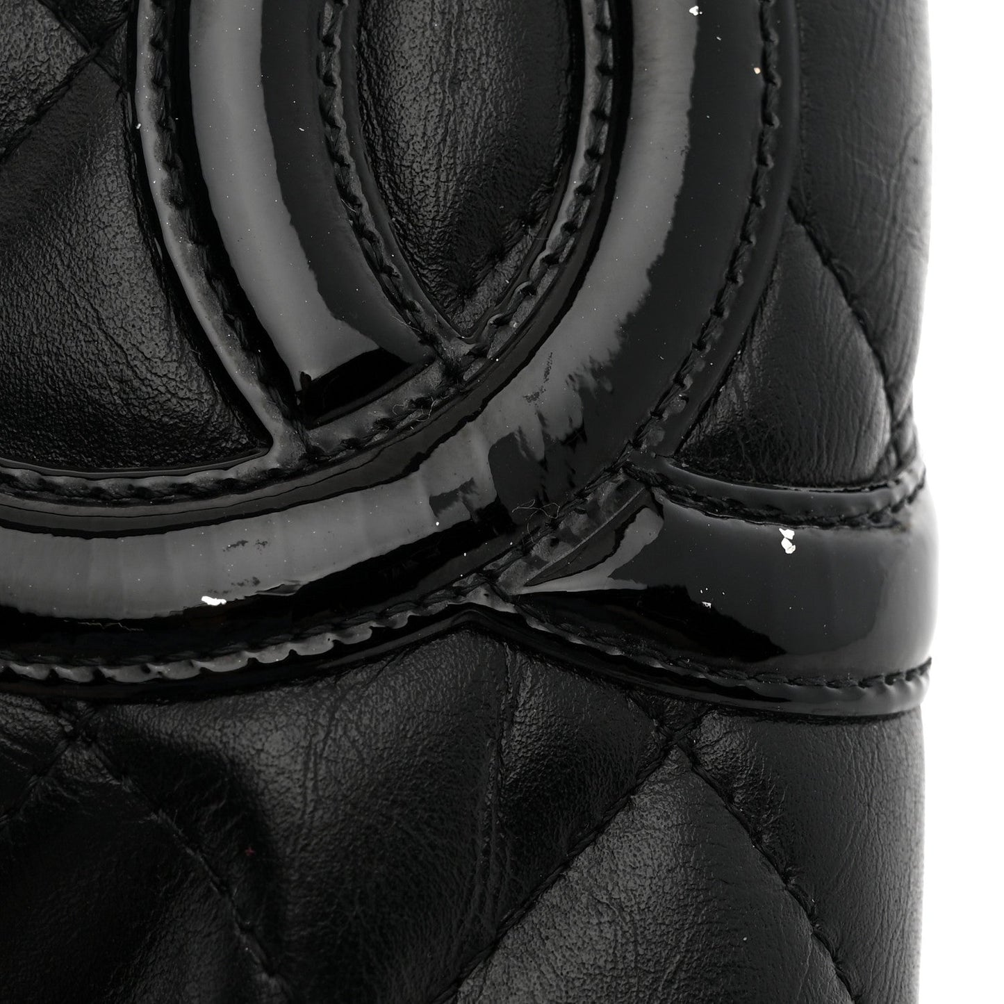 Calfskin Quilted Cambon Yen Wallet Black