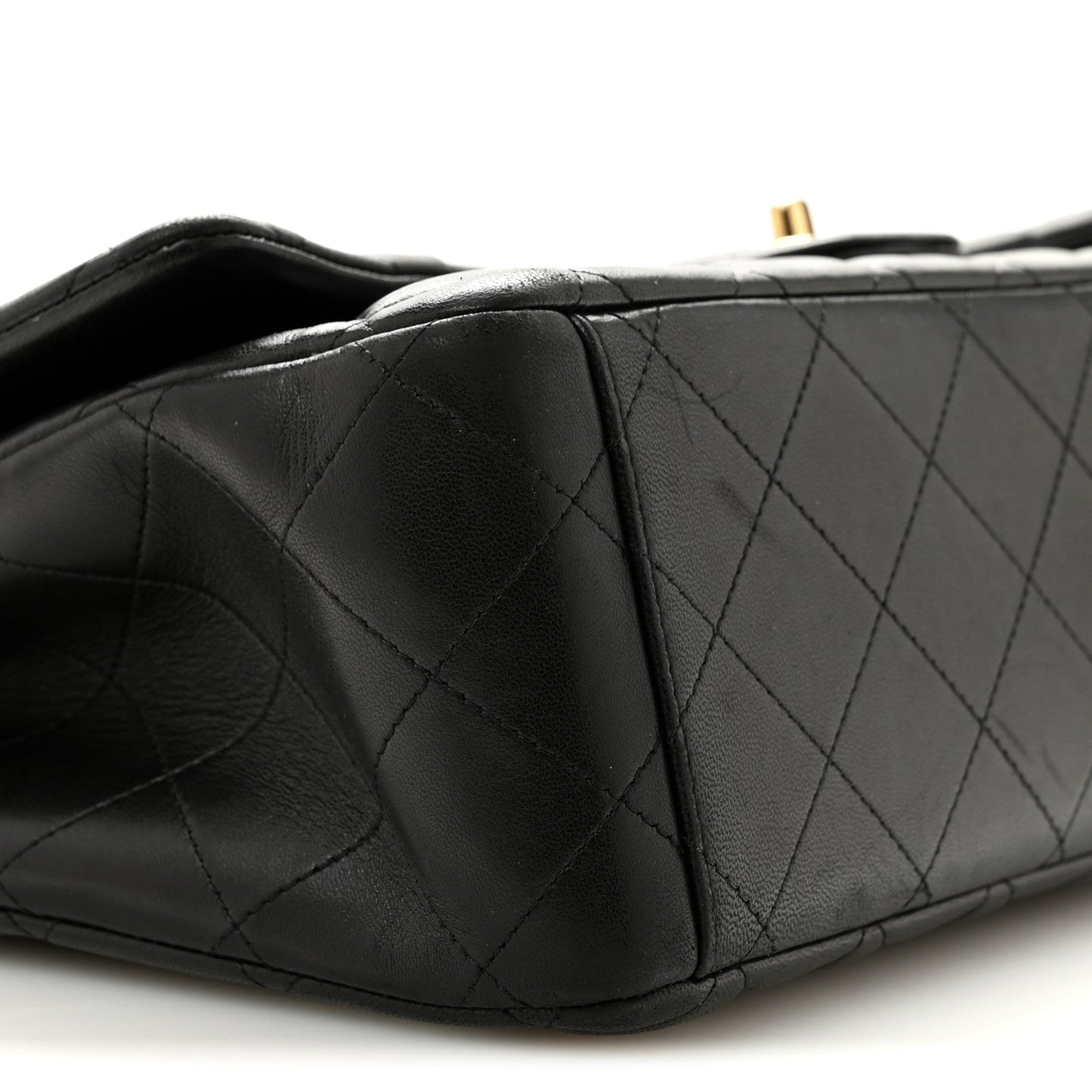 Lambskin Quilted Maxi Double Flap Black