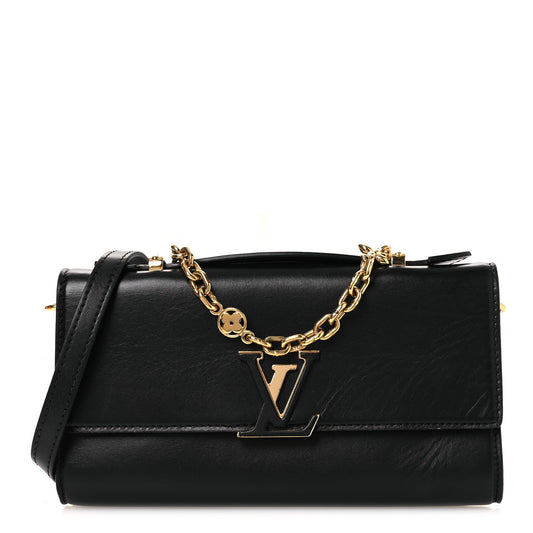 Calfskin LV Wallet On Chain Capucines Black