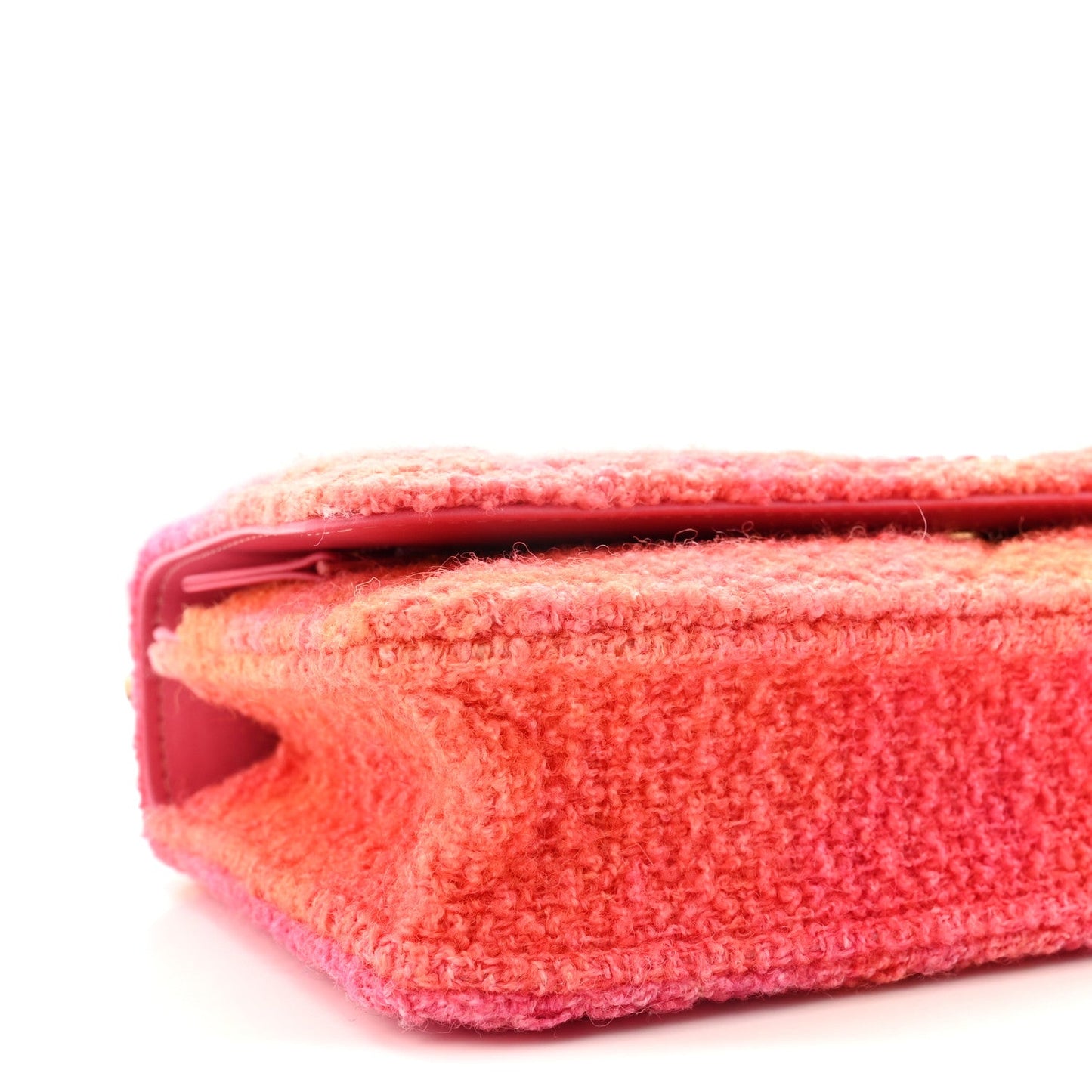 Wool Tweed Lambskin Quilted Chanel 19 Wallet On Chain WOC Coral Pink