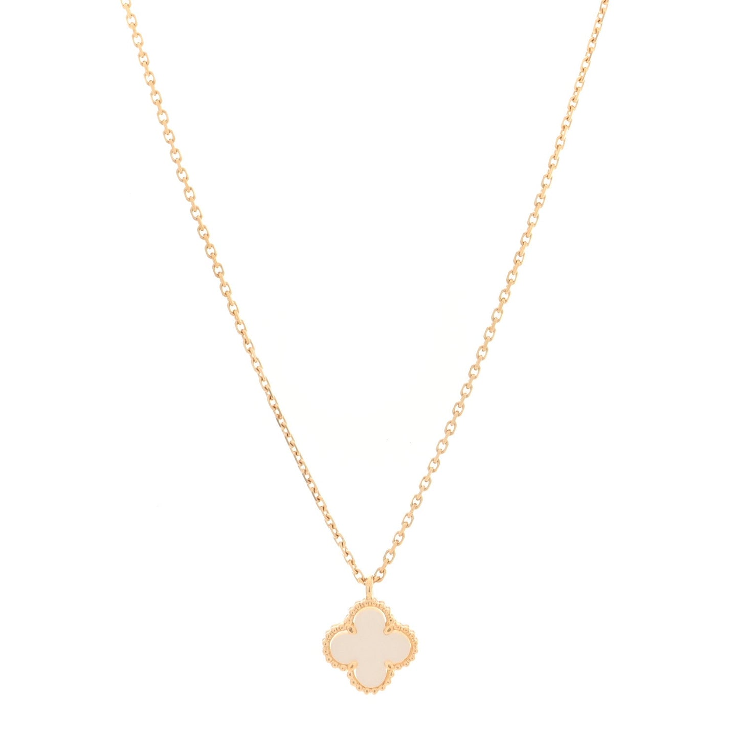 18K Yellow Gold Mother of Pearl Sweet Alhambra Pendant Necklace