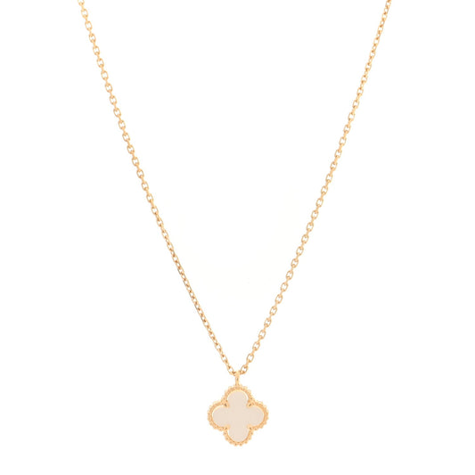 18K Yellow Gold Mother of Pearl Sweet Alhambra Pendant Necklace