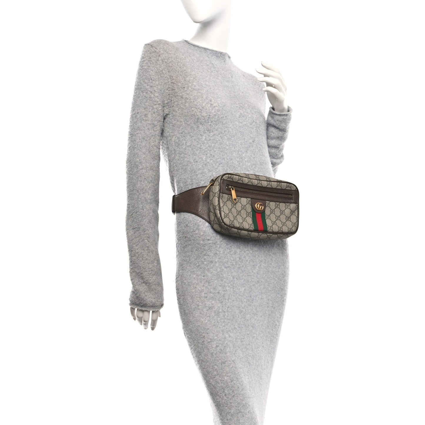 Soft GG Supreme Monogram Medium Ophidia Belt Bag Dark Brown