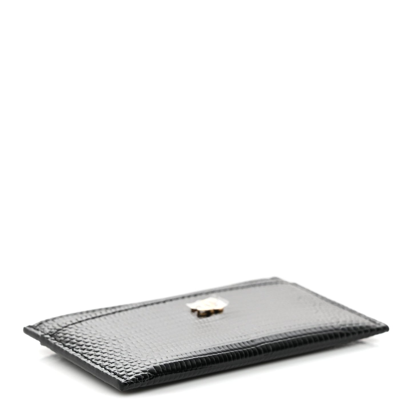 Calfskin Lizard Embossed Card Holder Black