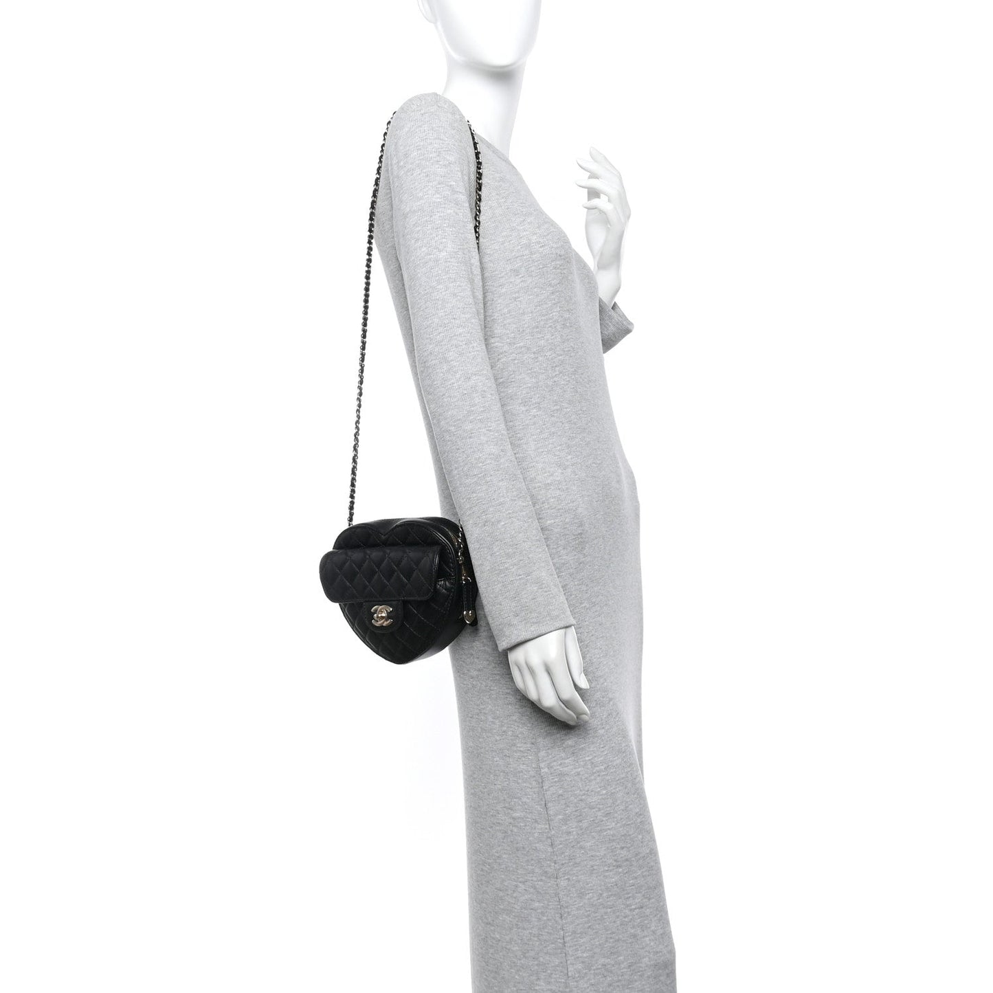 Lambskin Quilted CC In Love Heart Bag Black