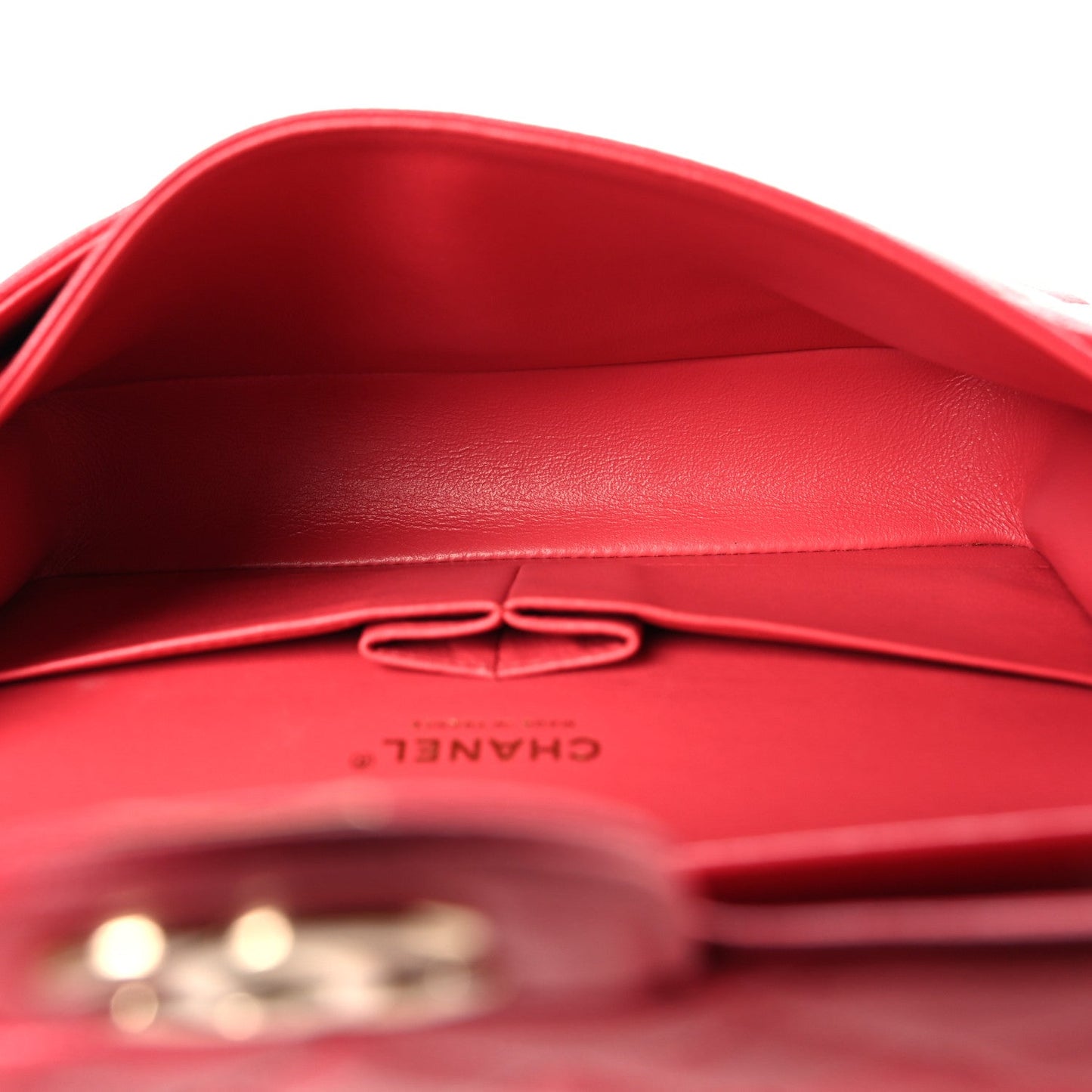 Caviar Quilted Medium Double Flap Red