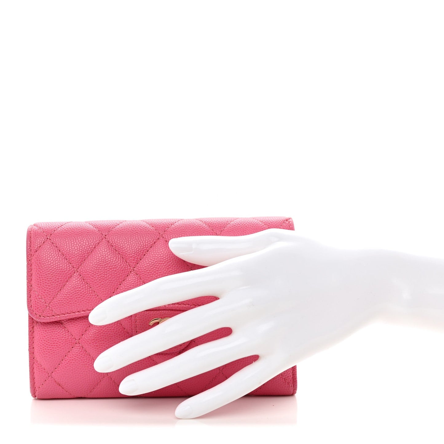 Caviar Quilted Medium Flap Wallet Pink