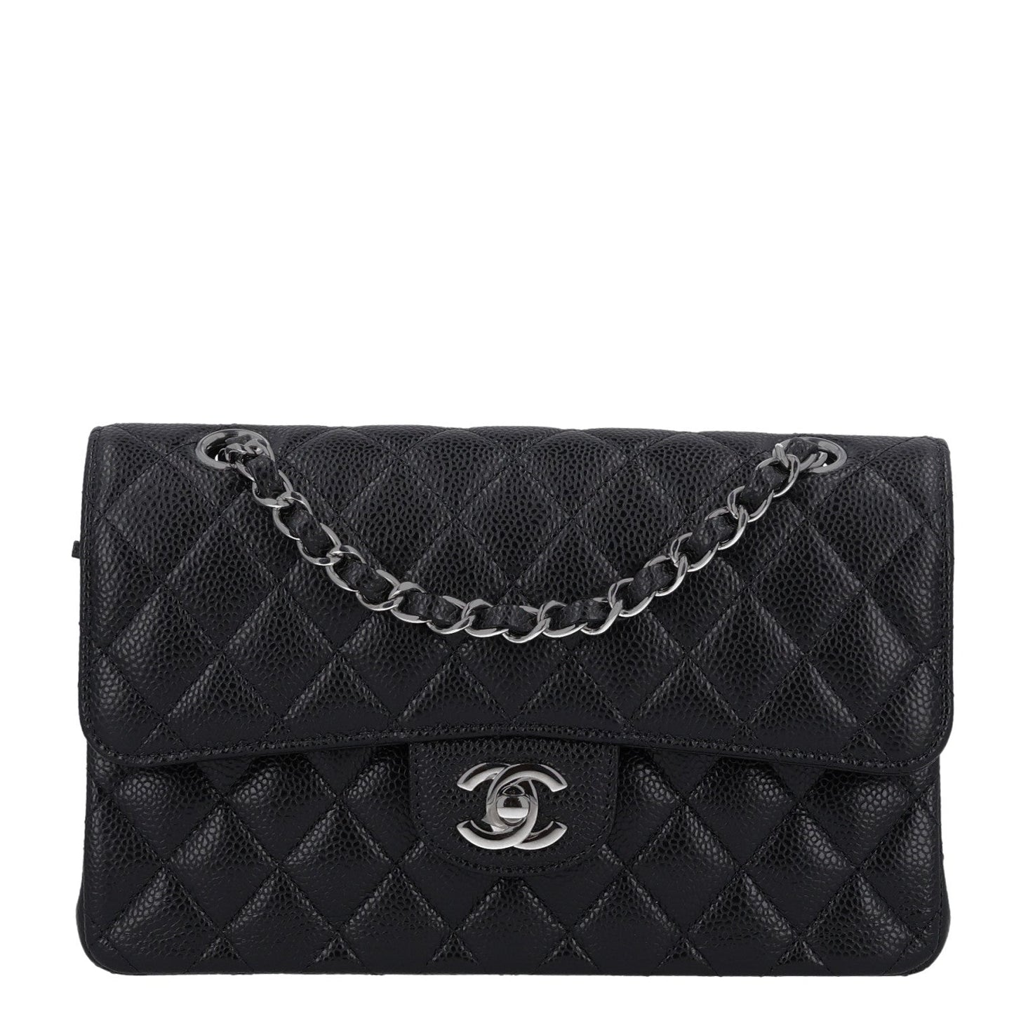 Caviar Quilted Small Double Flap Black