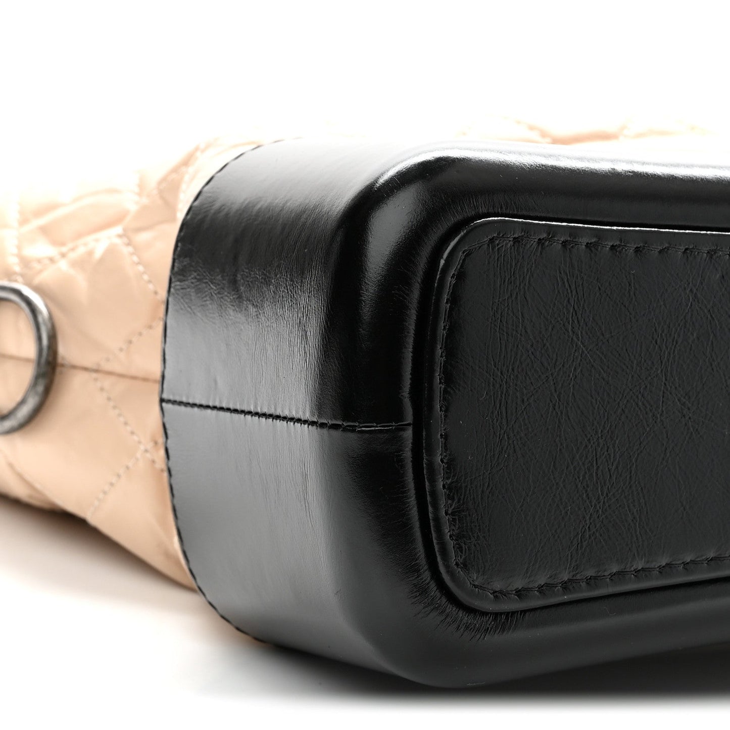 Aged Calfskin Quilted Medium Gabrielle Hobo Beige Black