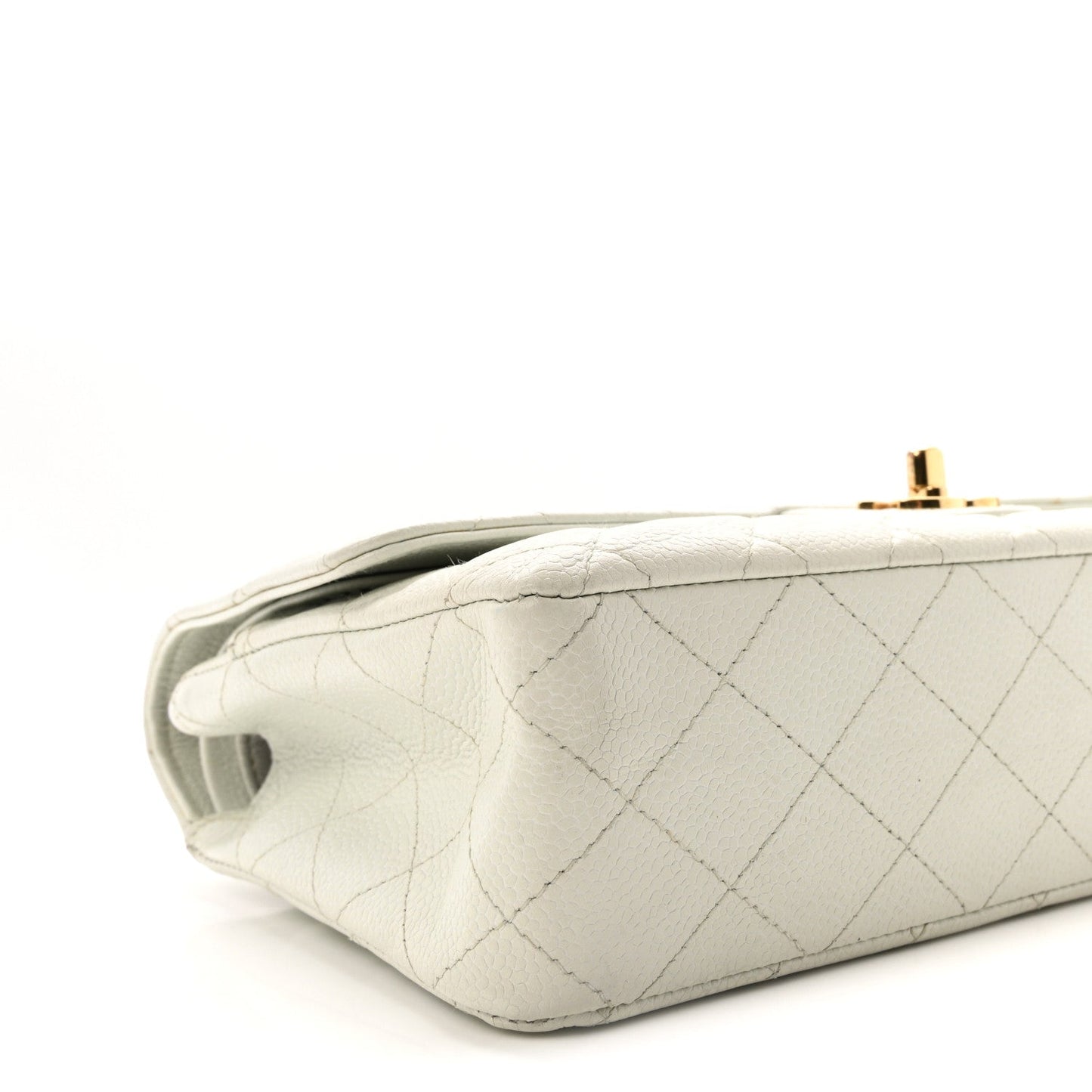 Caviar Quilted Medium Double Flap Light Blue