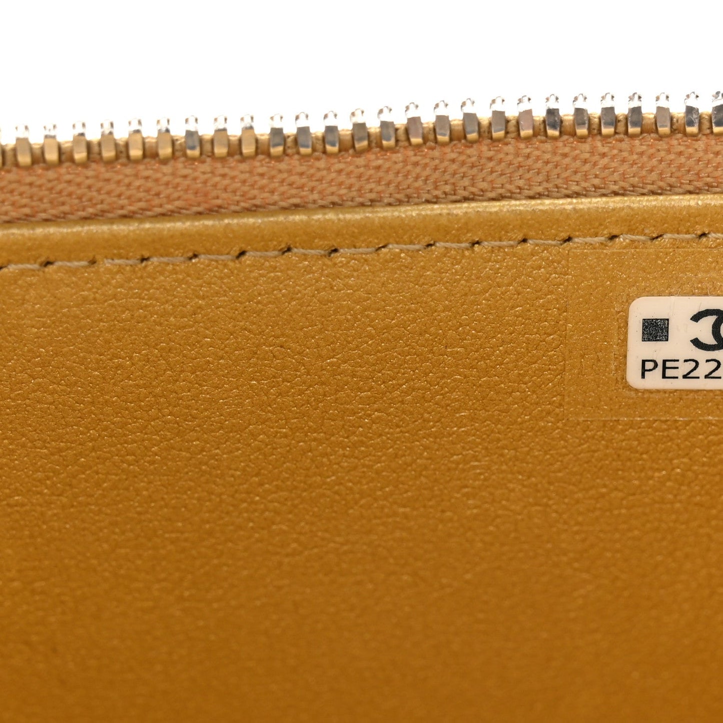 Metallic Caviar Quilted Top Handle Slim Vanity Case With Chain Gold