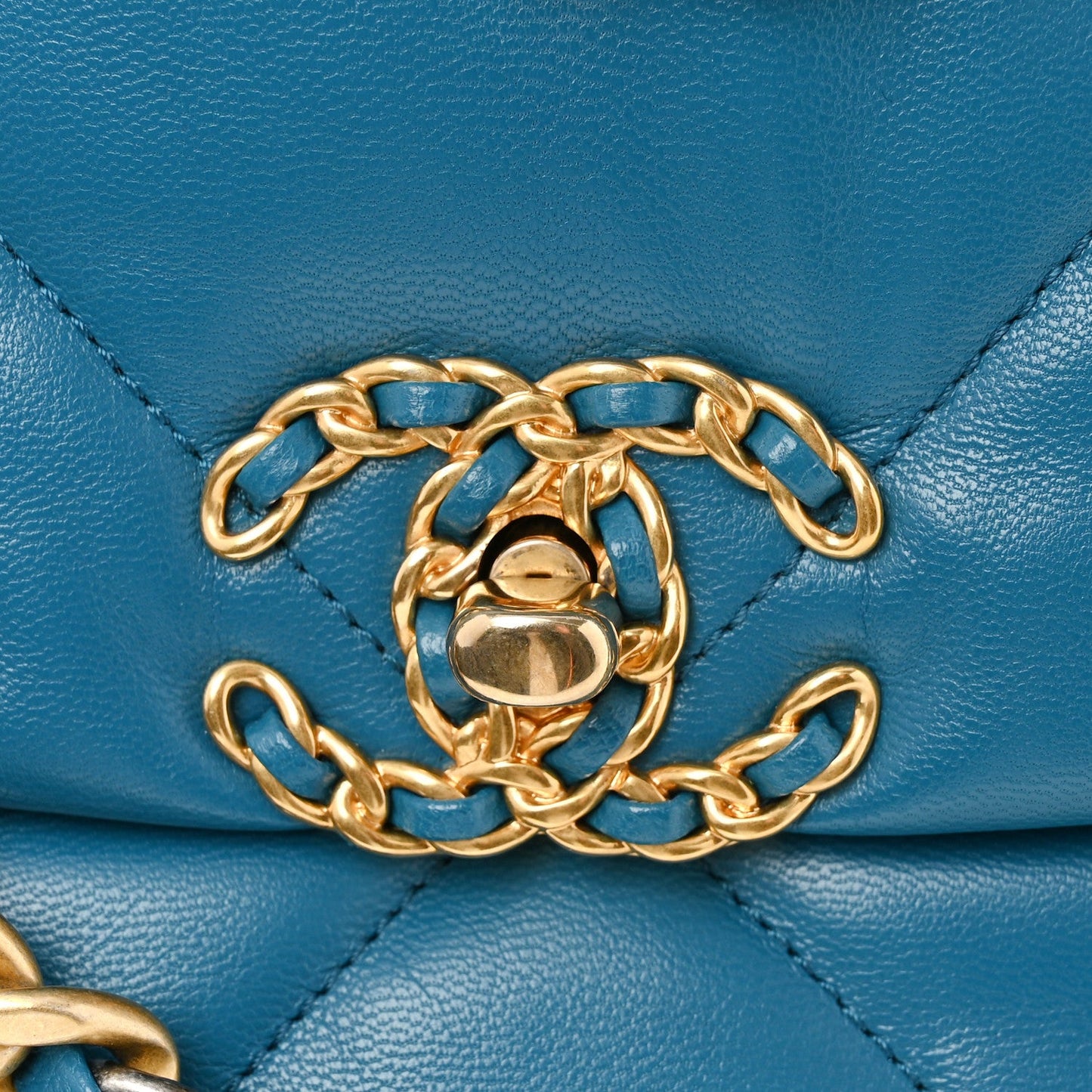 Goatskin Quilted Medium Chanel 19 Flap Turquoise
