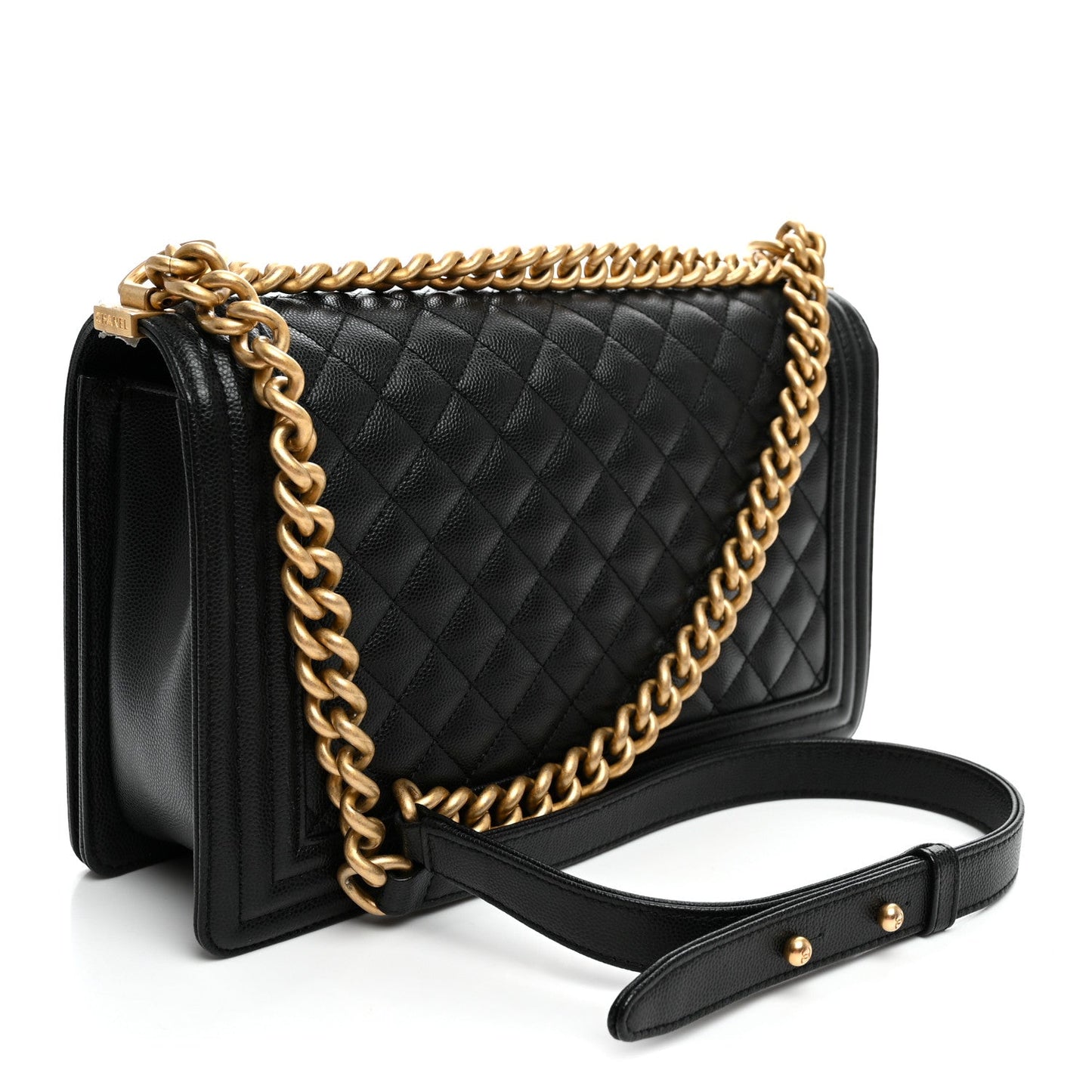 Lambskin Quilted New Medium Boy Flap Black