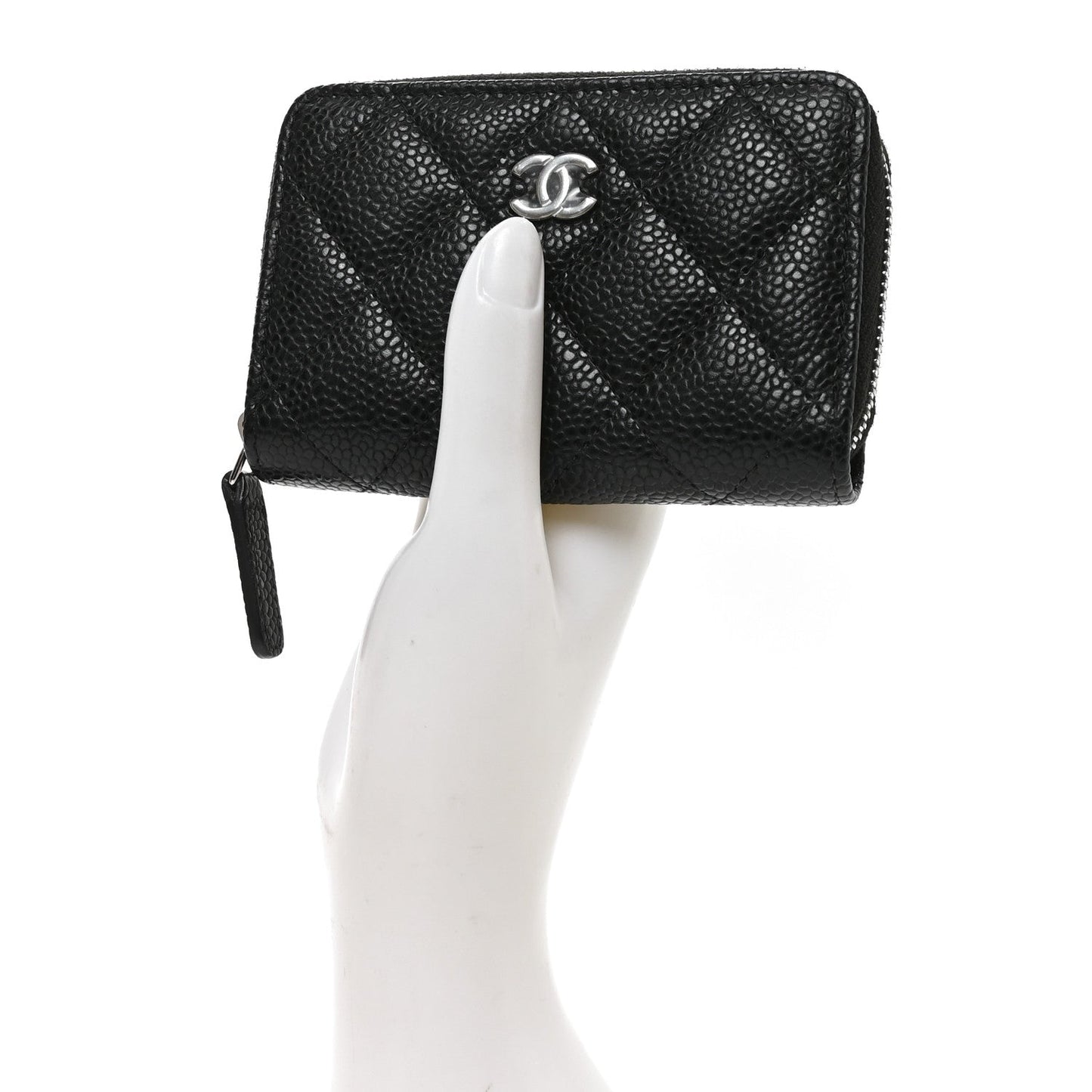 Caviar Quilted Zip Coin Purse Black