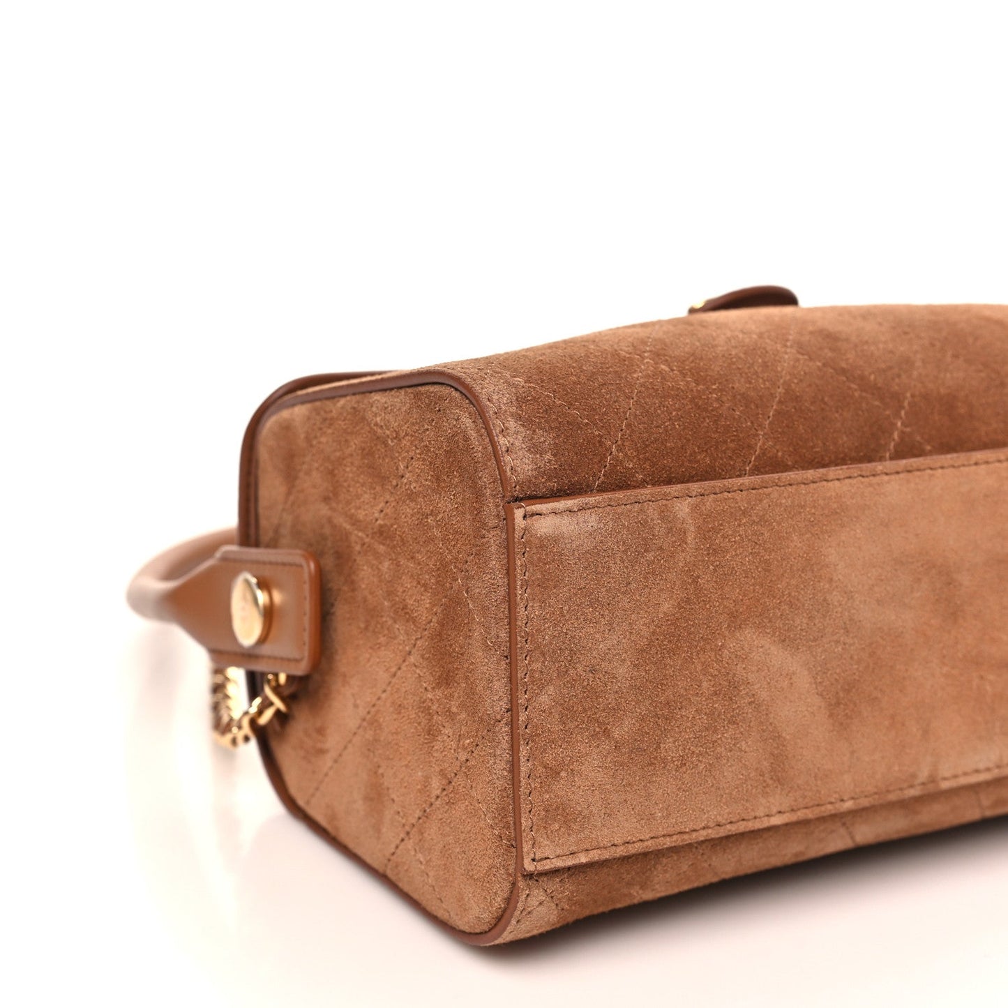 Calfskin Crocodile Embossed Turn Around Clutch With Chain Dark Khaki Camel